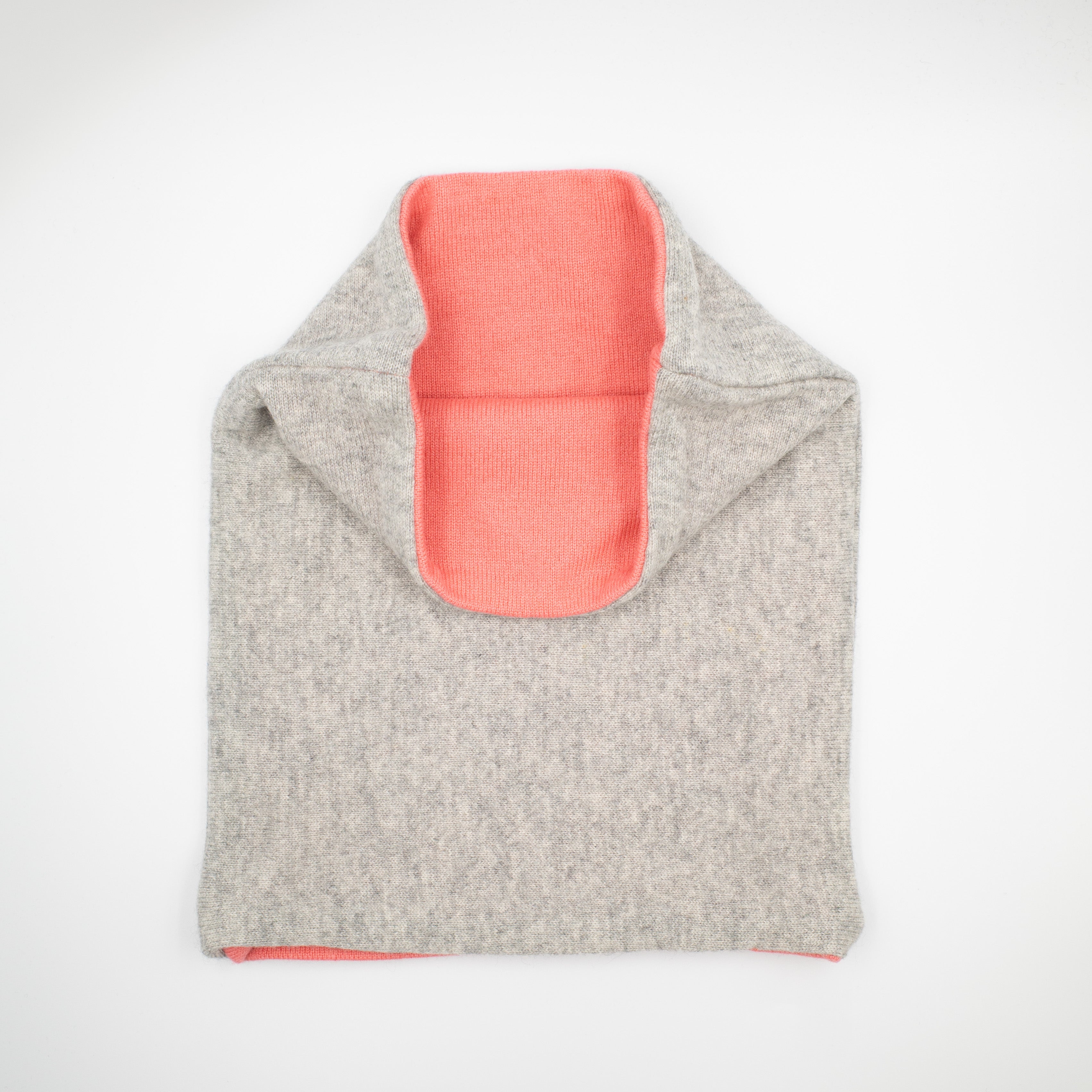 Grey and Coral Pink Luxury Double Layered Snood