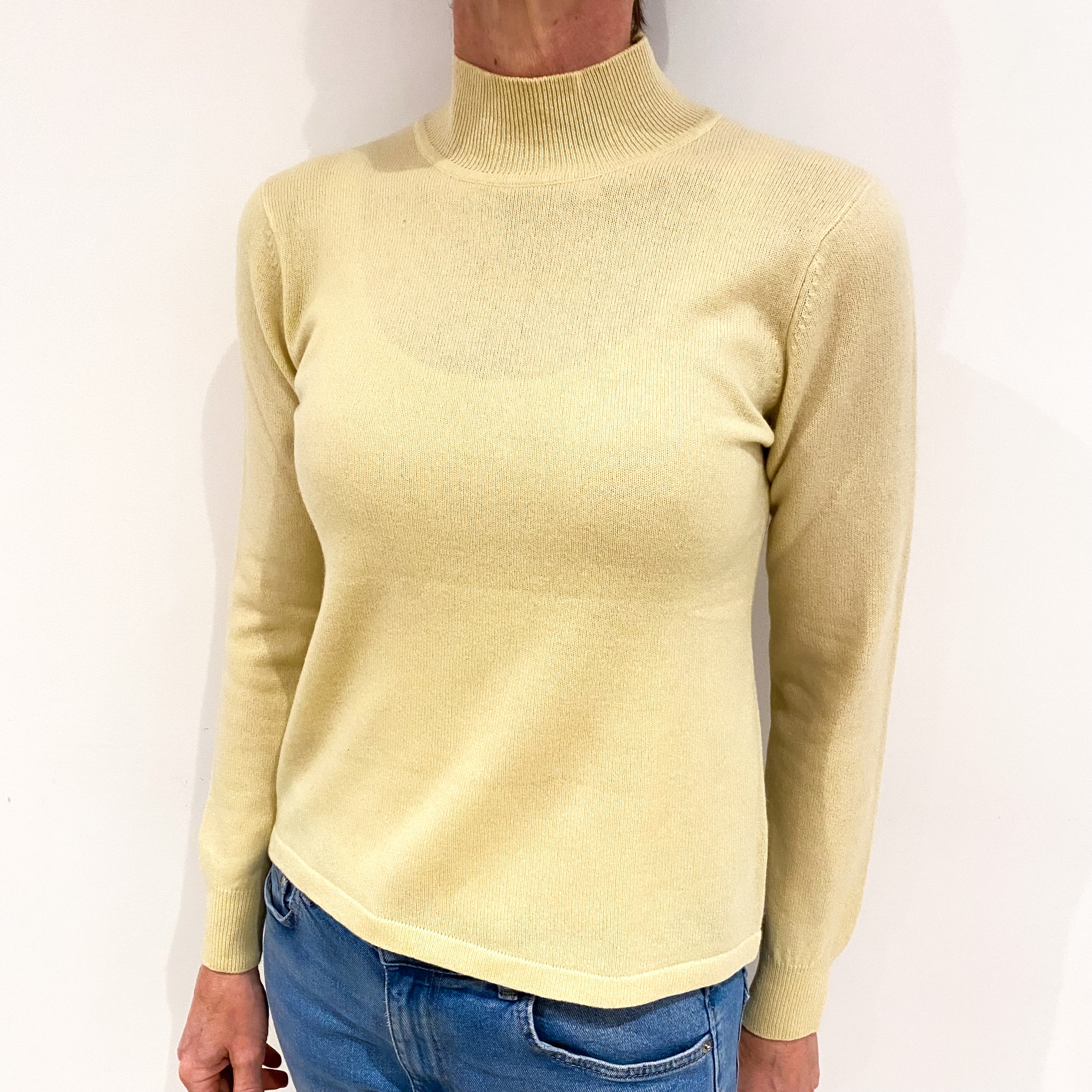 Primrose Yellow Cashmere Turtle Neck Jumper Small