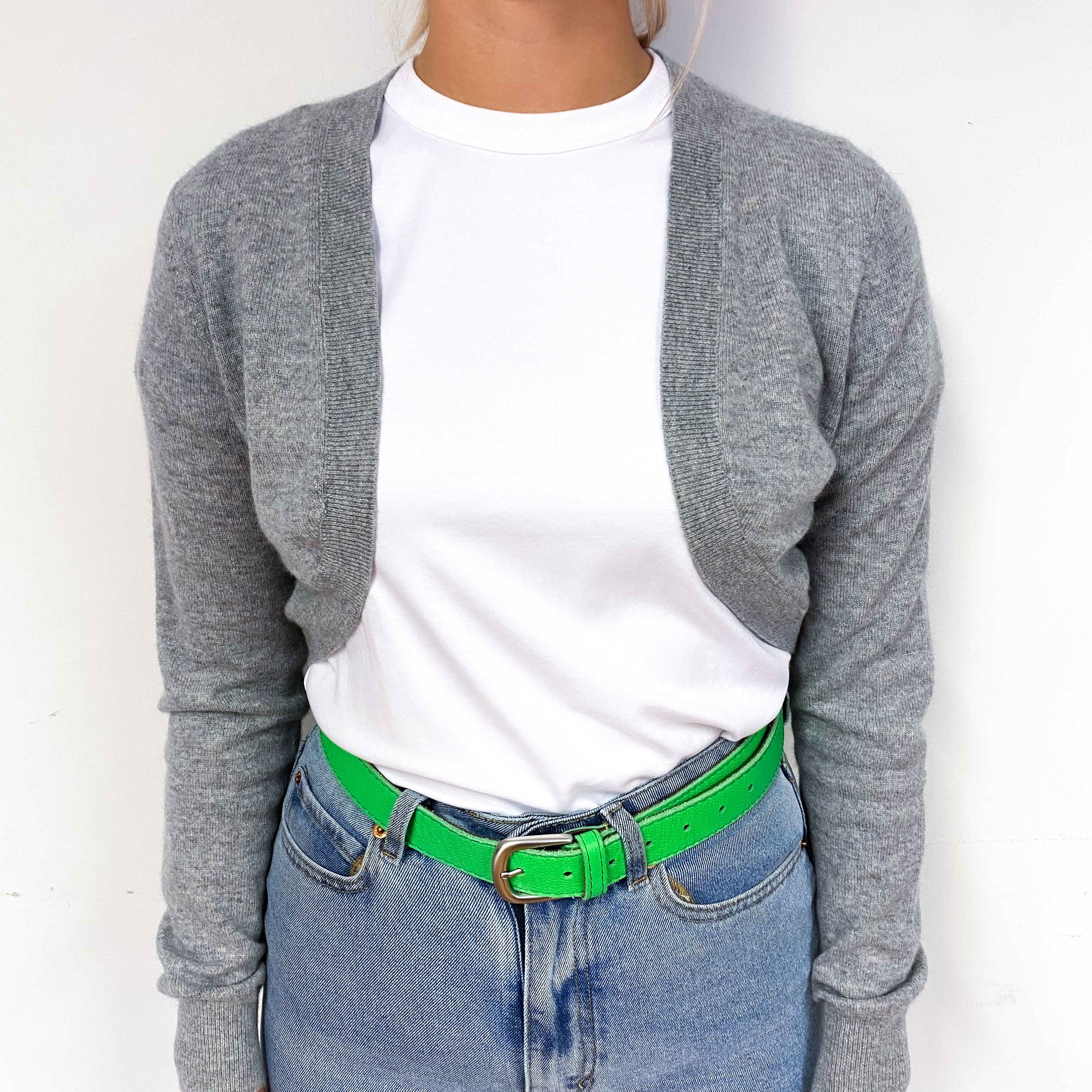 Ash Grey Cropped Cashmere Bolero Cardigan Small.