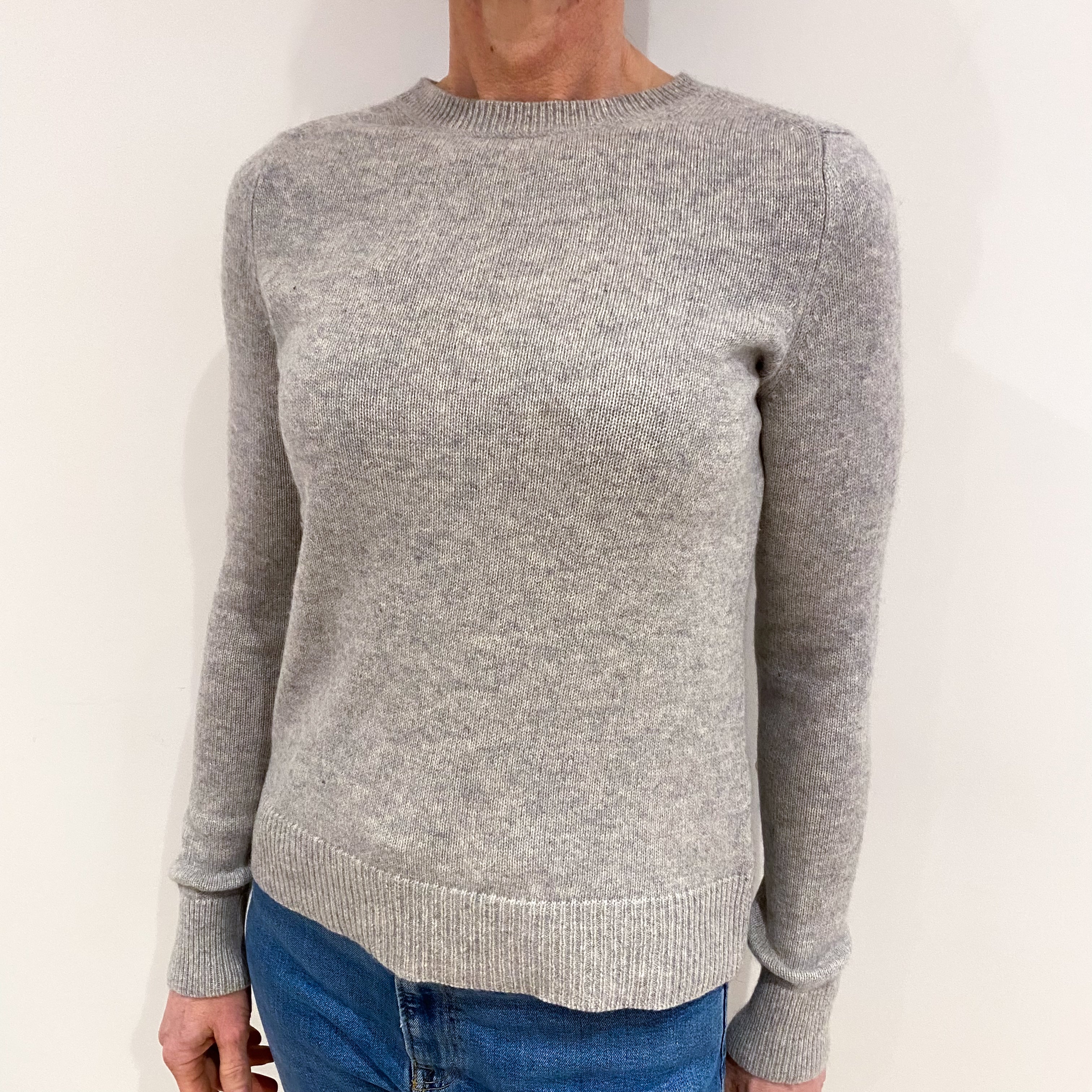 Smoke Grey Cashmere Crew Neck Jumper Small