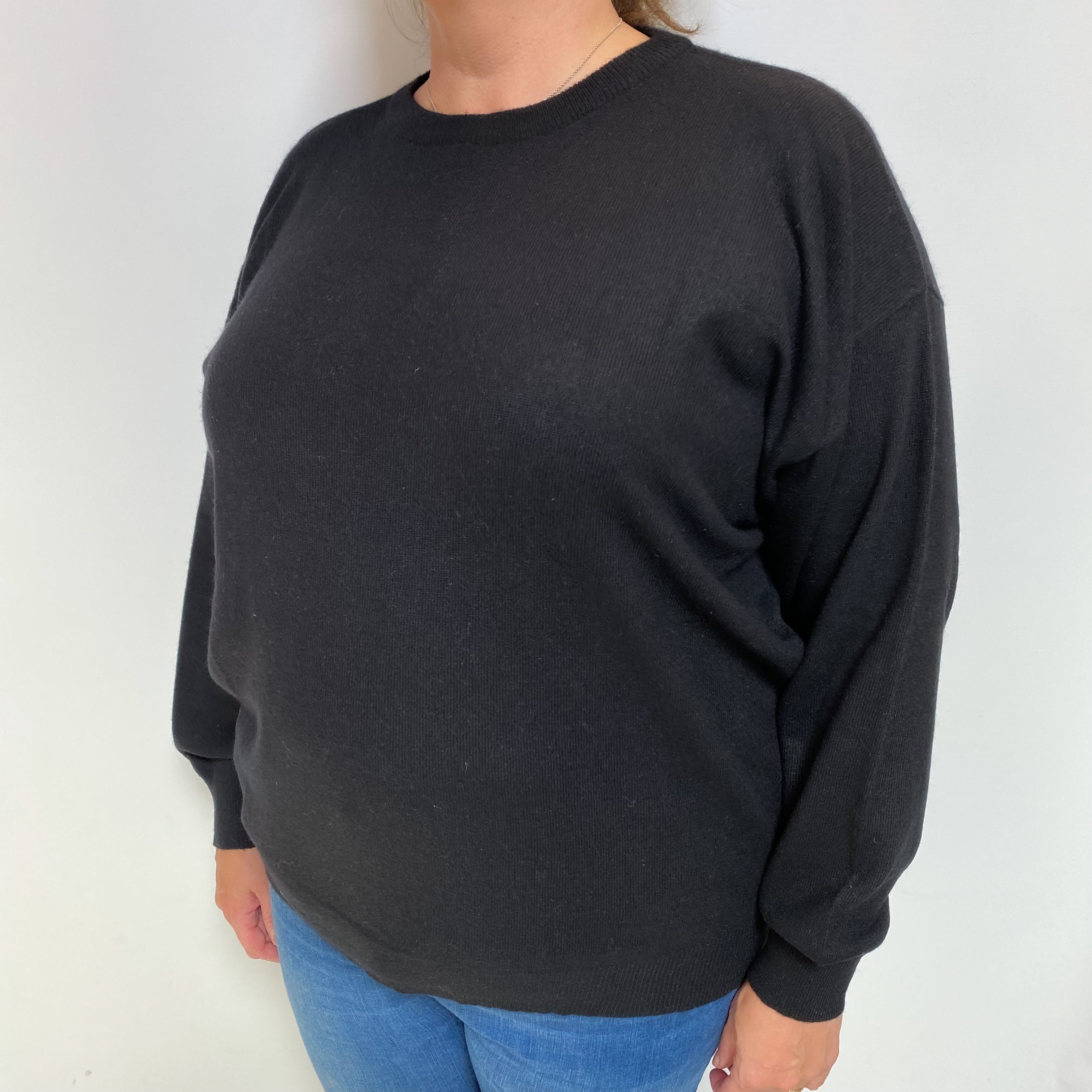 Black Cashmere Crew Neck Jumper Extra Large