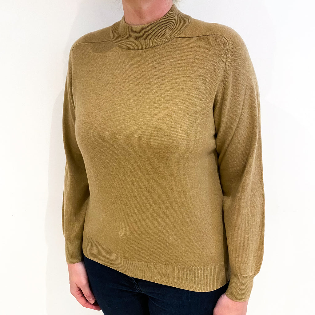 Caramel Brown Cashmere Turtle Neck Jumper Large