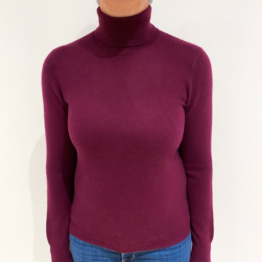 Mulberry Purple Cashmere Polo Neck Jumper Medium
