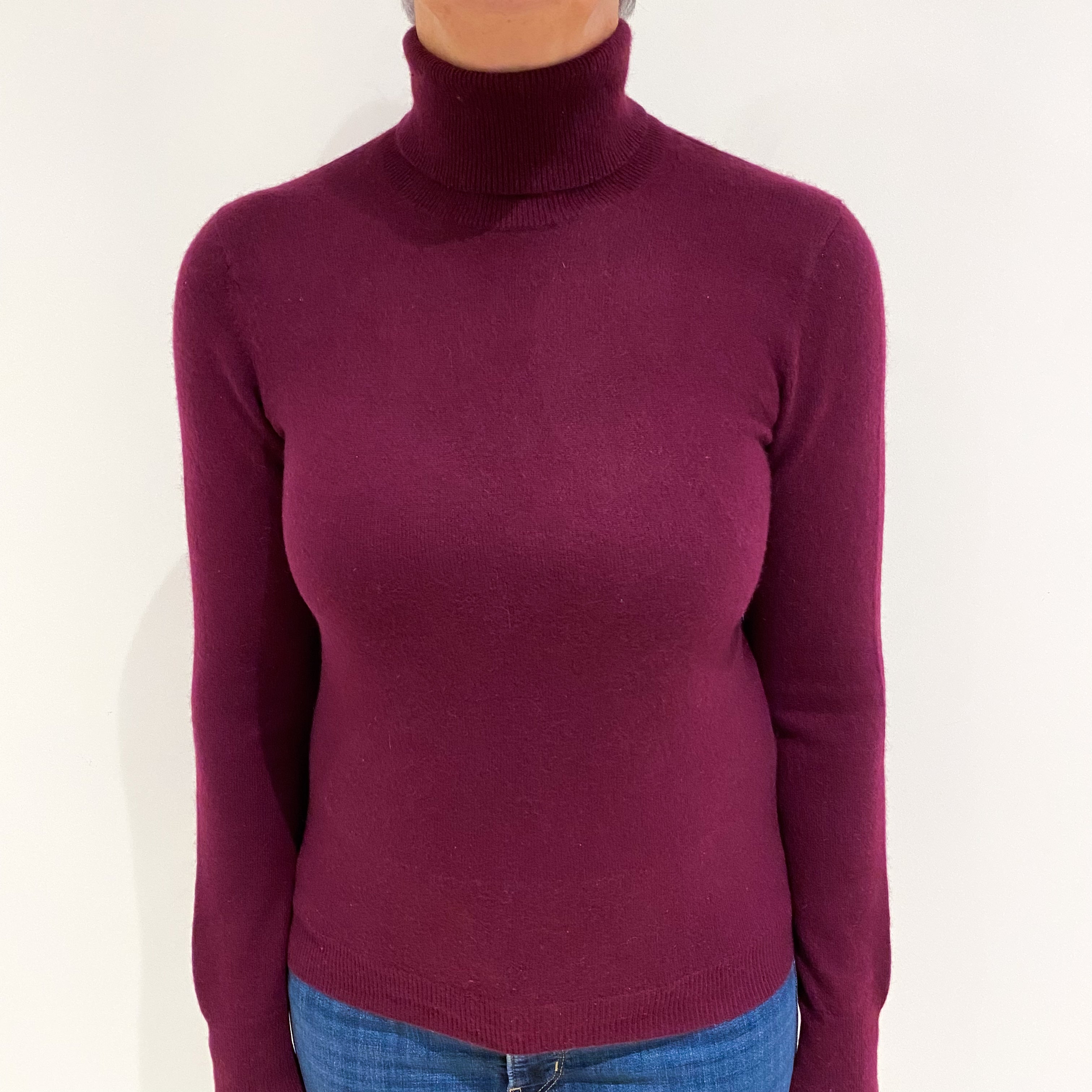 Mulberry Purple Cashmere Polo Neck Jumper Medium