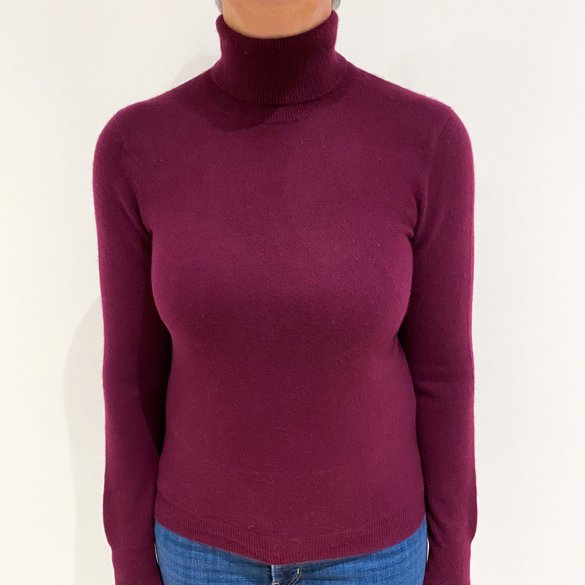 Mulberry Purple Cashmere Polo Neck Jumper Medium