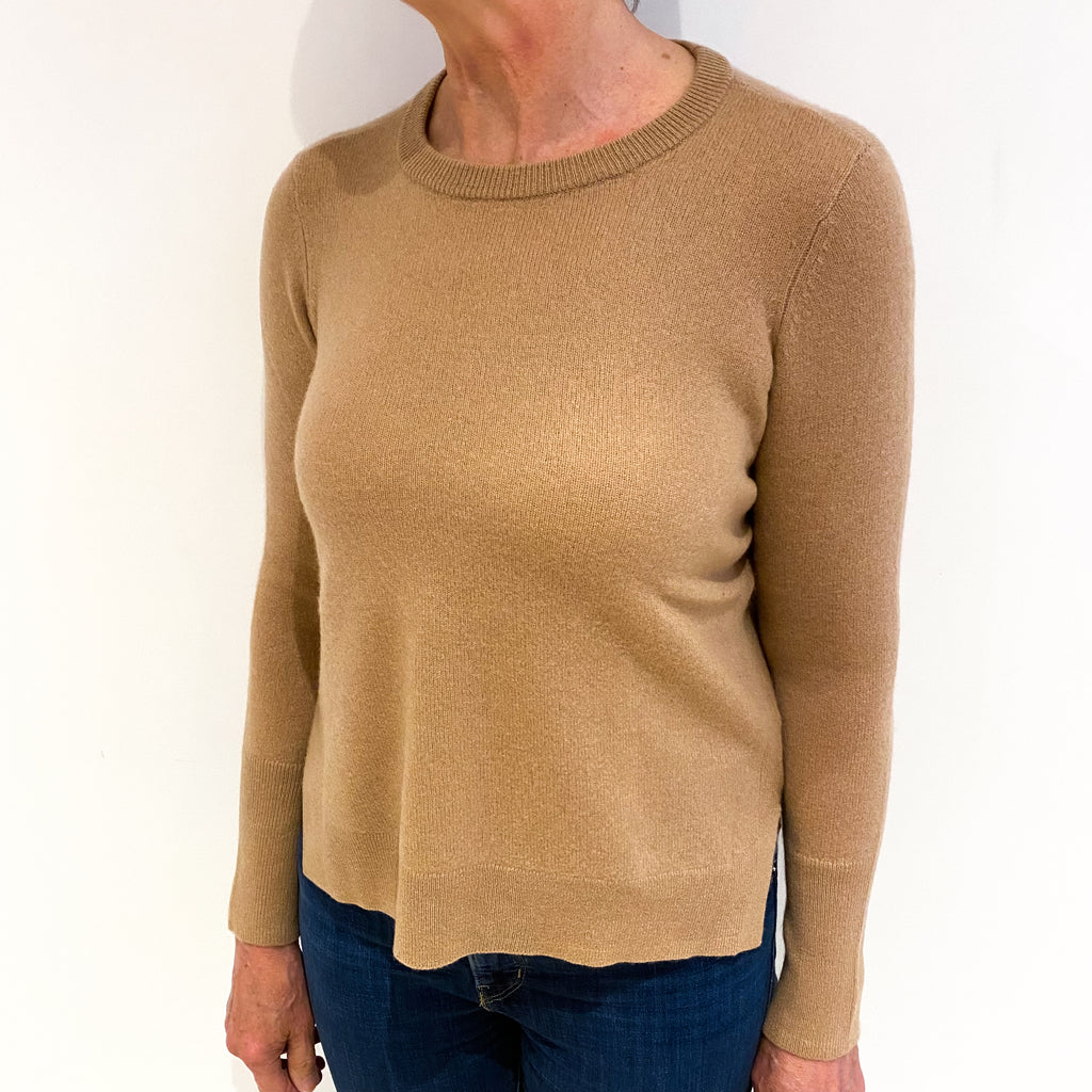 Caramel Brown Cashmere Crew Neck Jumper Medium