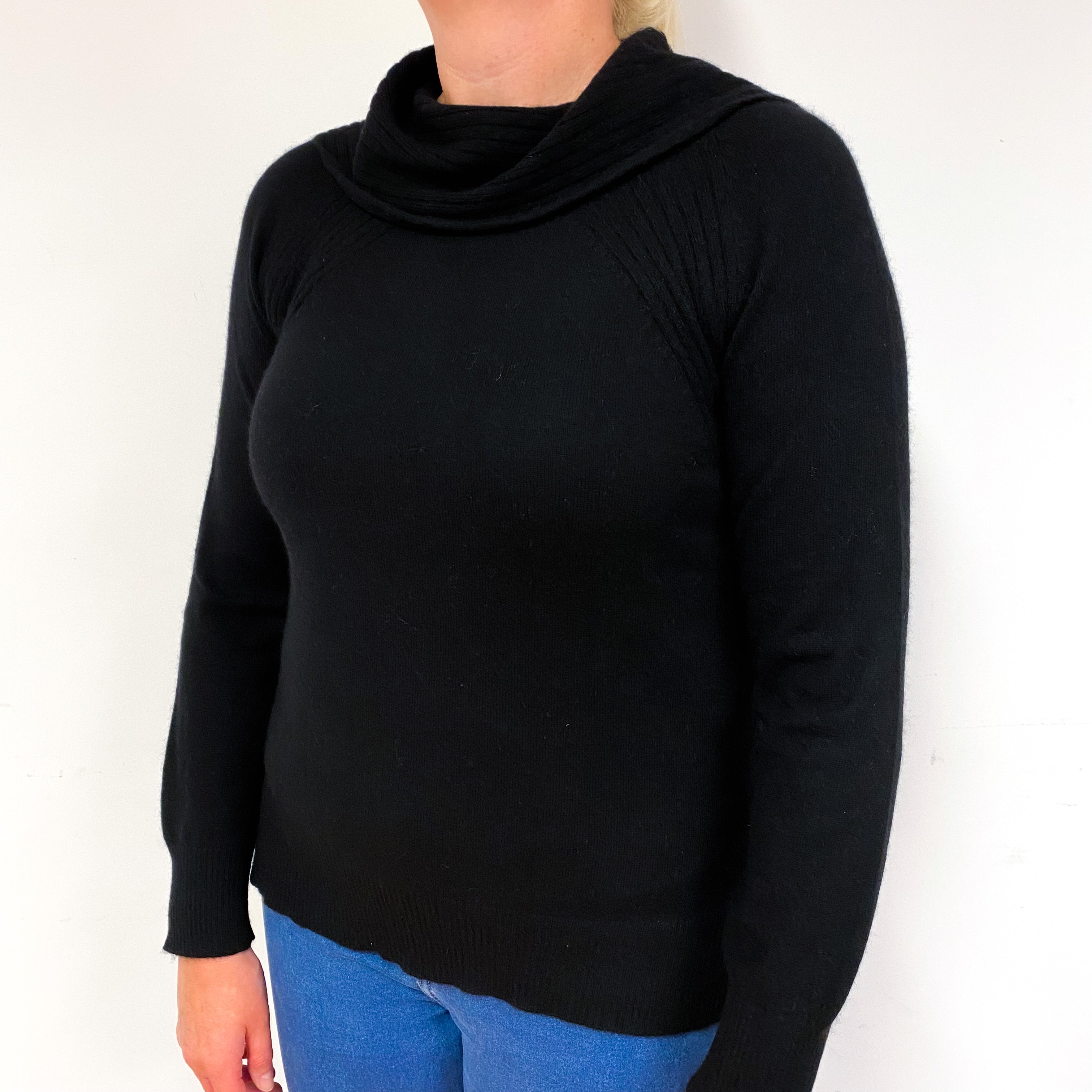 Black Cashmere Cowl Neck Jumper Large