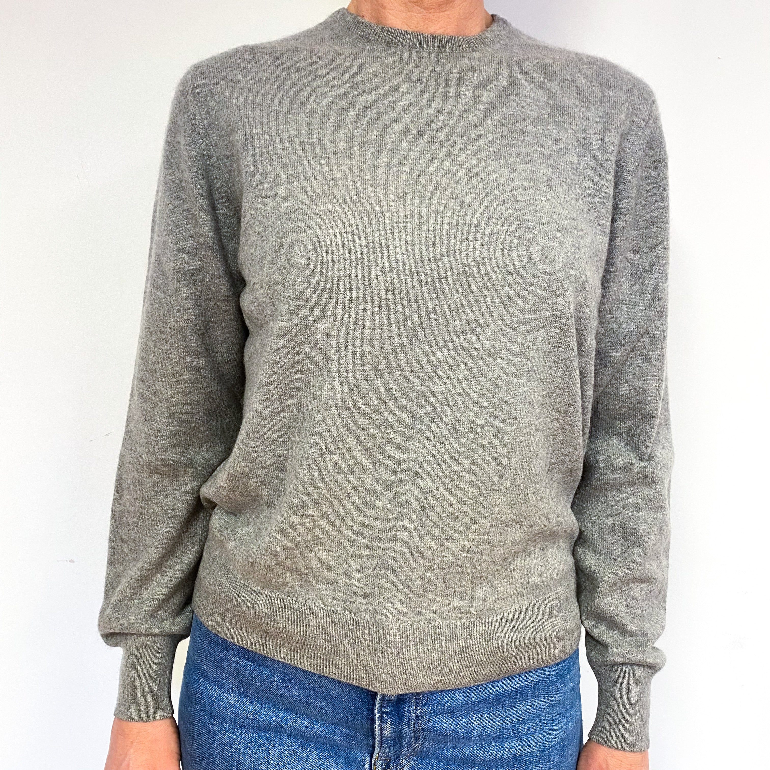 Smoke Grey Cashmere Crew Neck Jumper Medium