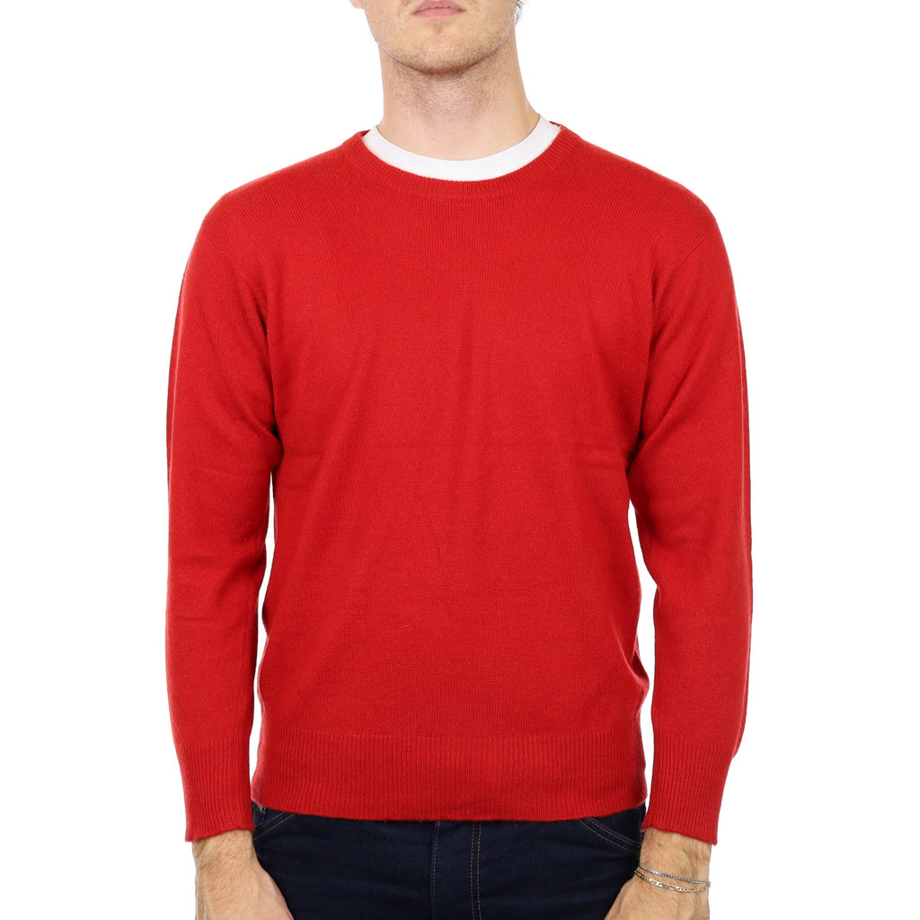 Men's Scarlet Red Cashmere Crew Neck Jumper Medium