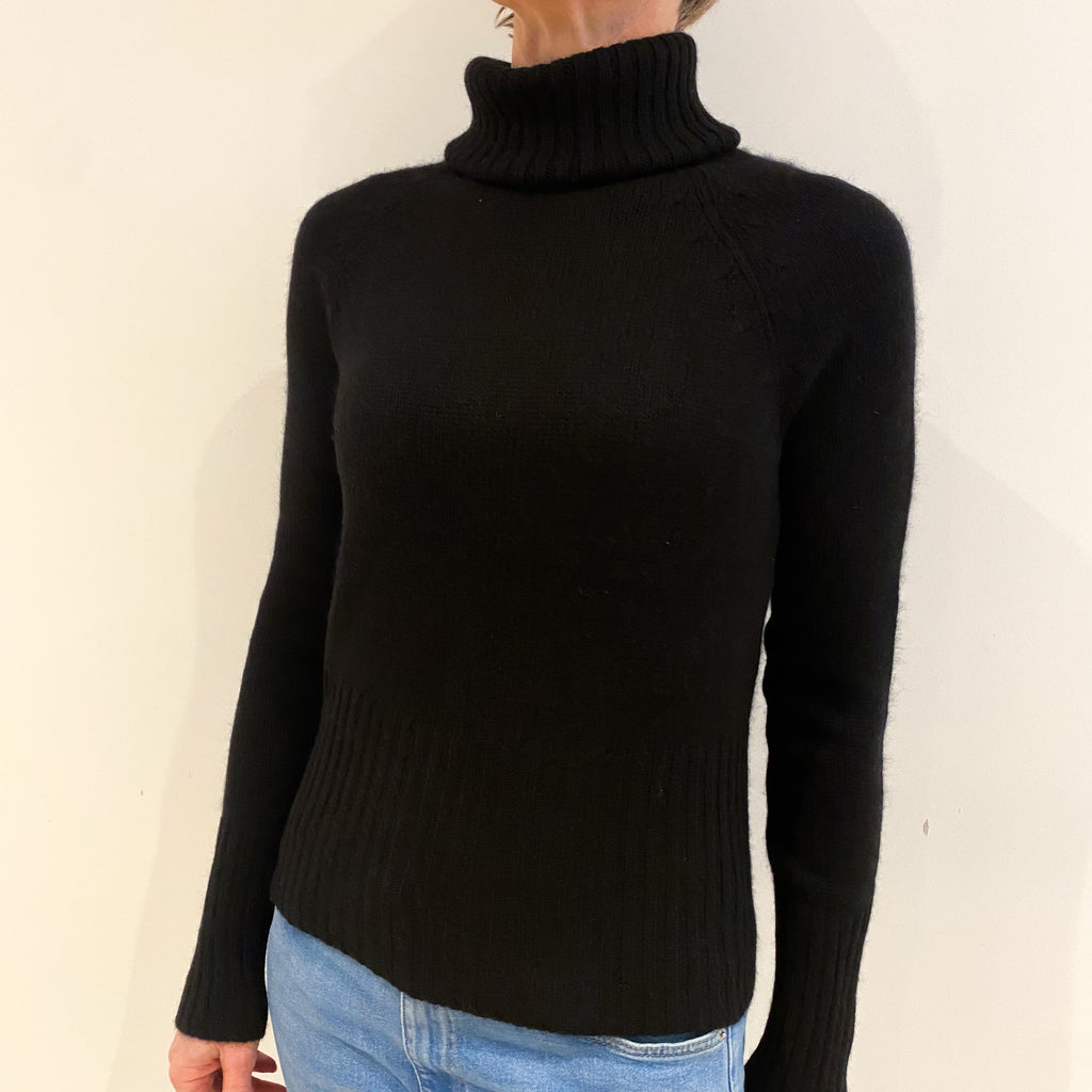 Black Cashmere Polo Neck Jumper Small