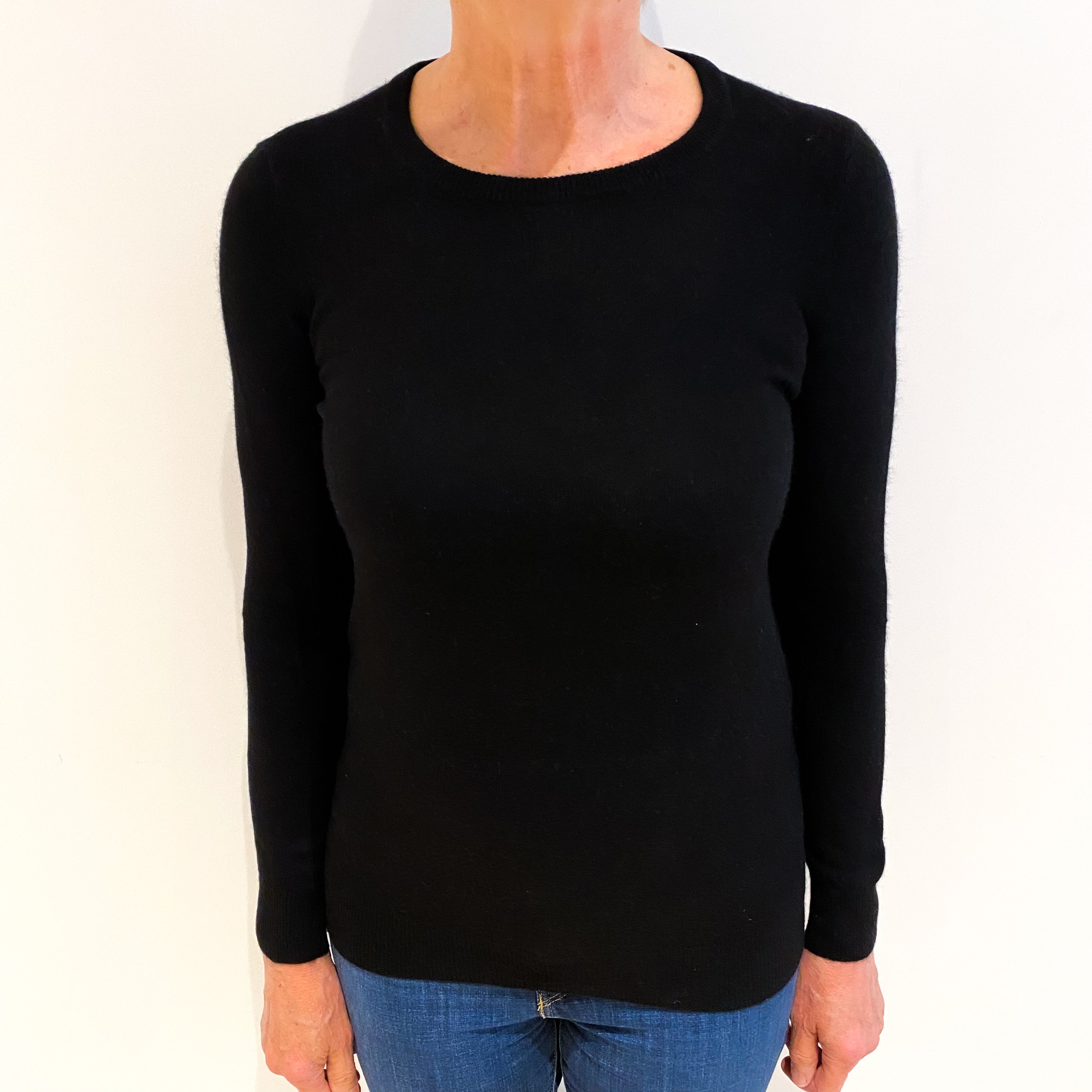 Black Cashmere Crew Neck Jumper Medium