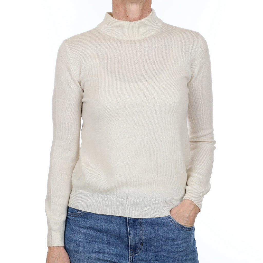 Vanilla Cream Cashmere Turtle Neck Jumper Small