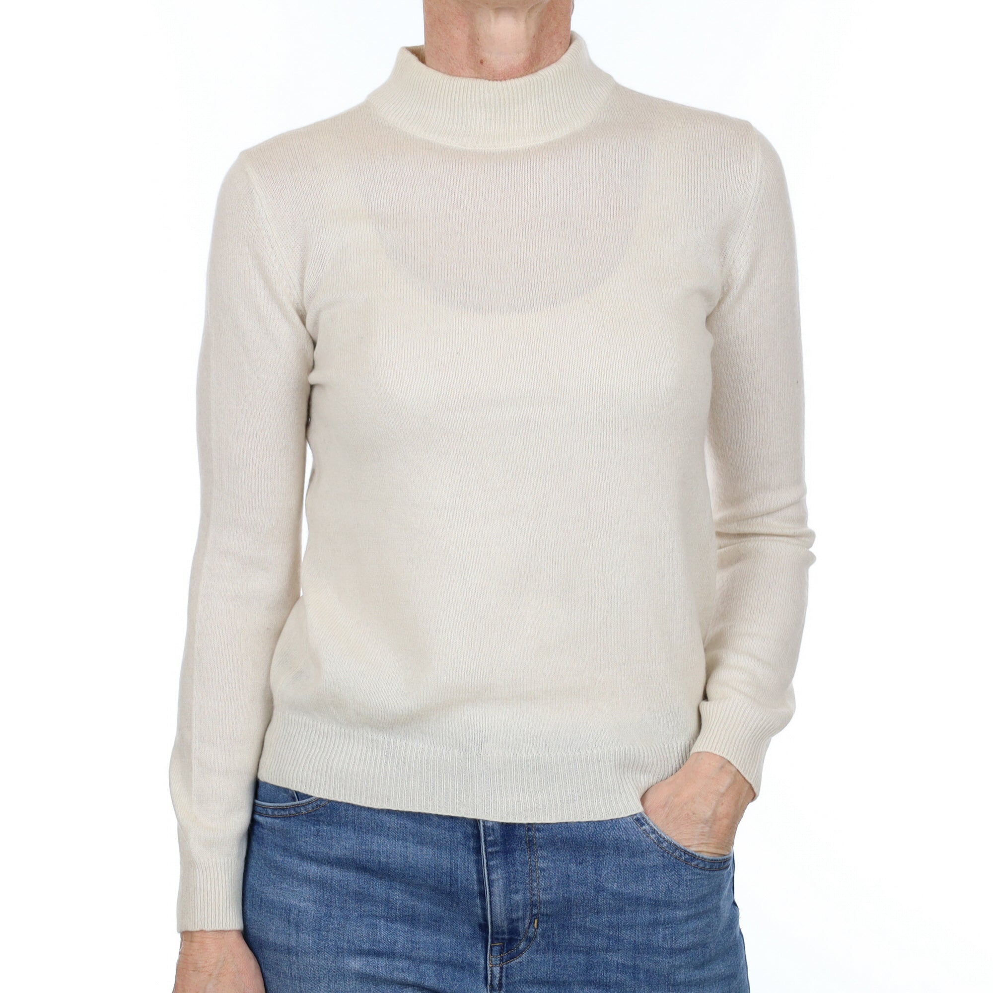 Vanilla Cream Cashmere Turtle Neck Jumper Small