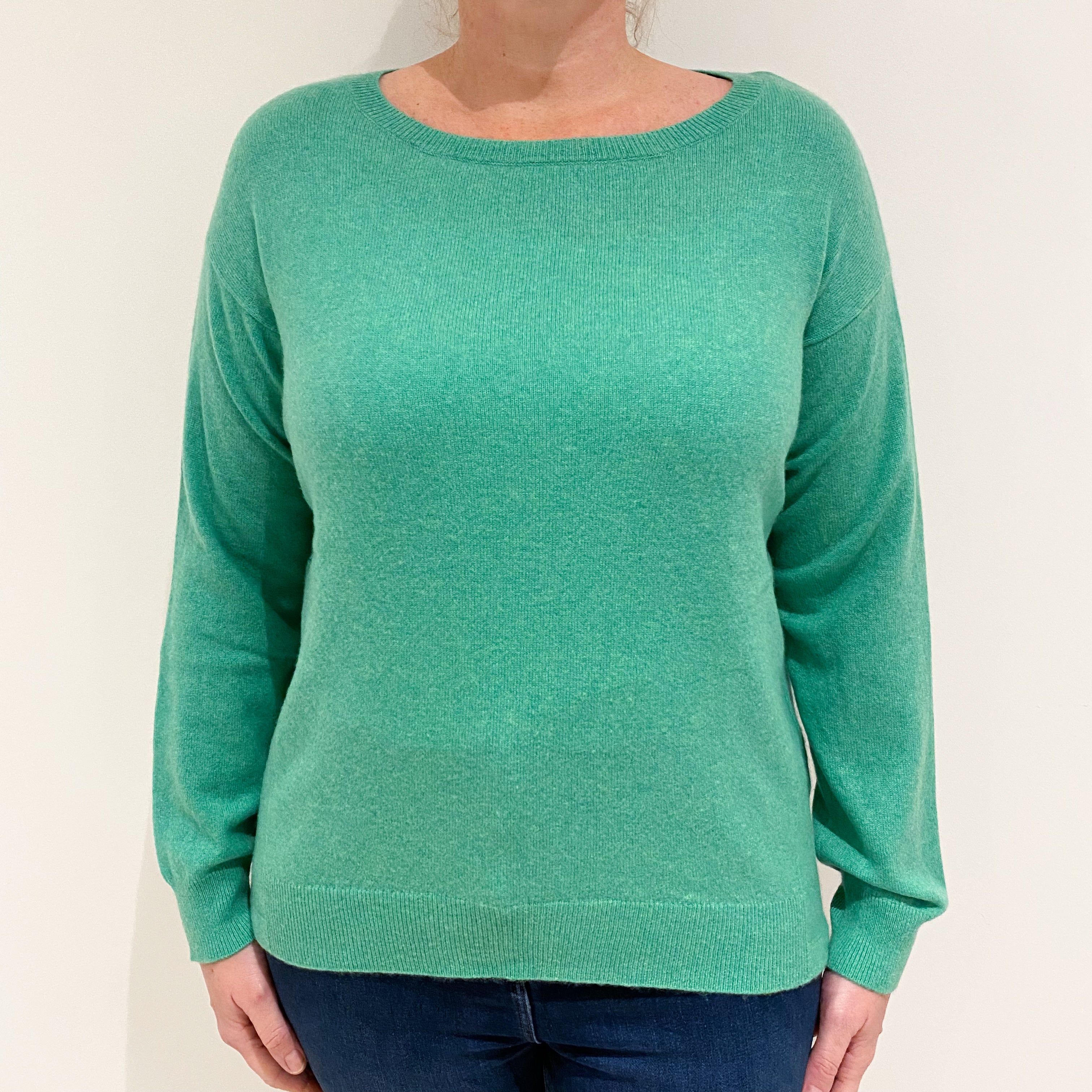 Spring Green Cashmere Crew Neck Jumper Large