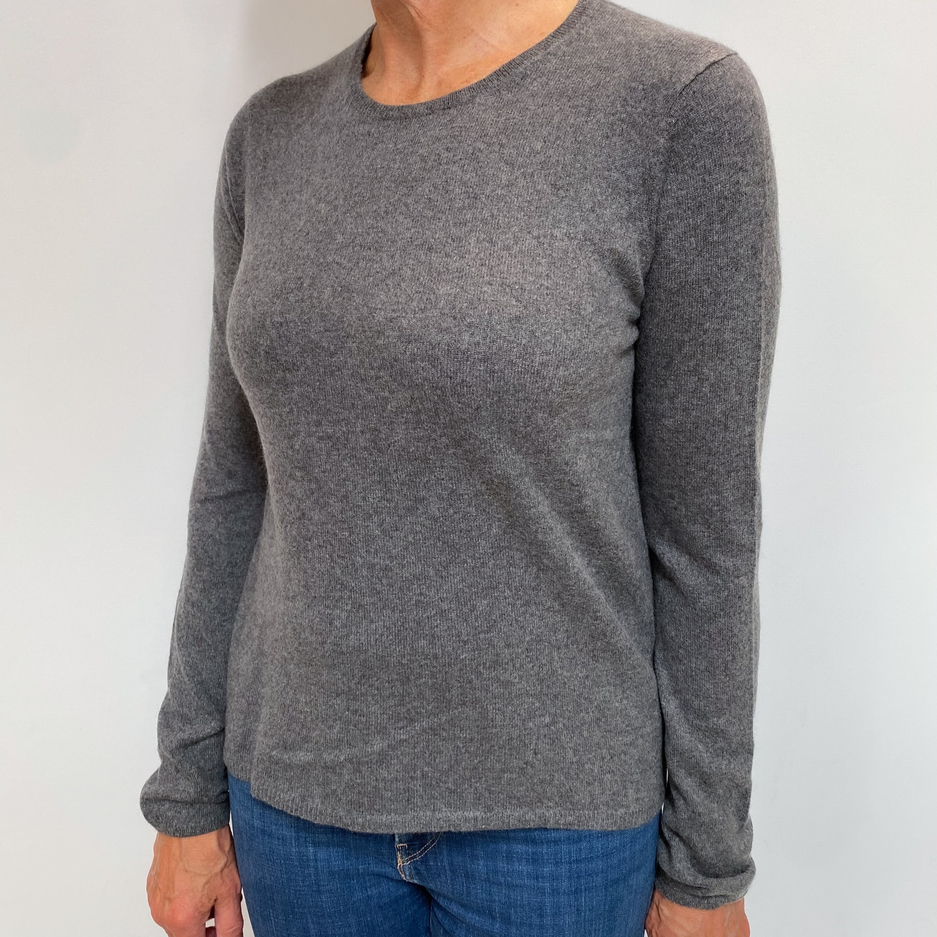 Ash Grey Cashmere Crew Neck Jumper Medium