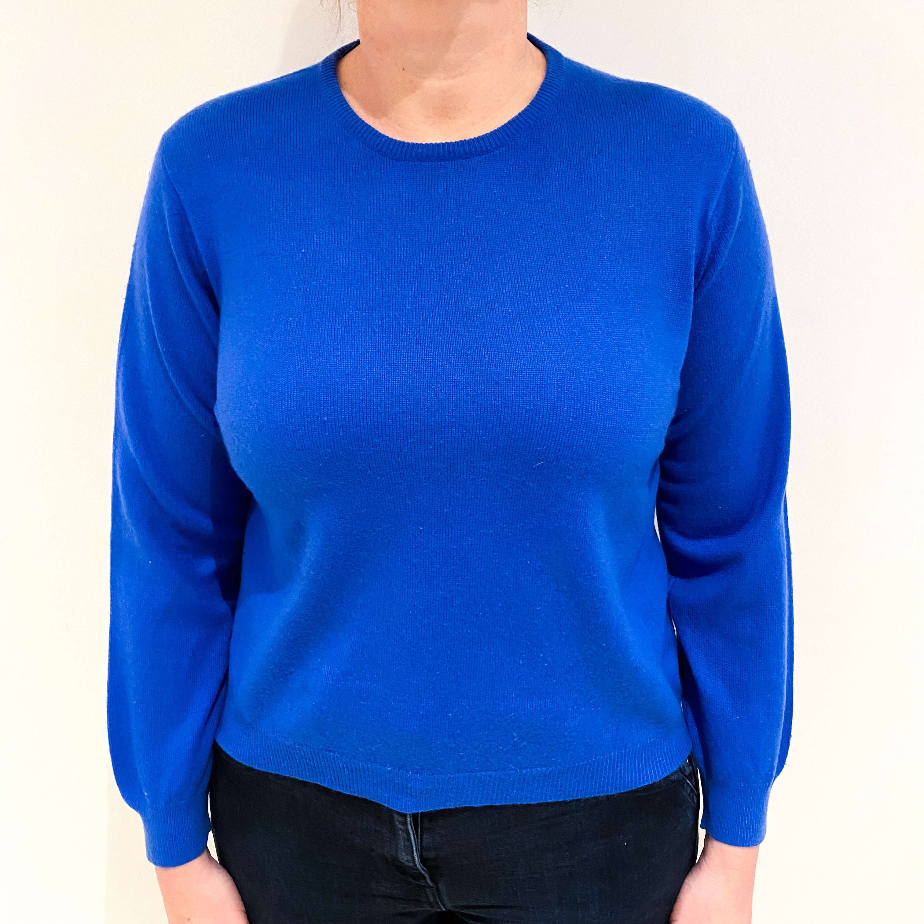 Azure Blue Cashmere Crew Neck Jumper Large