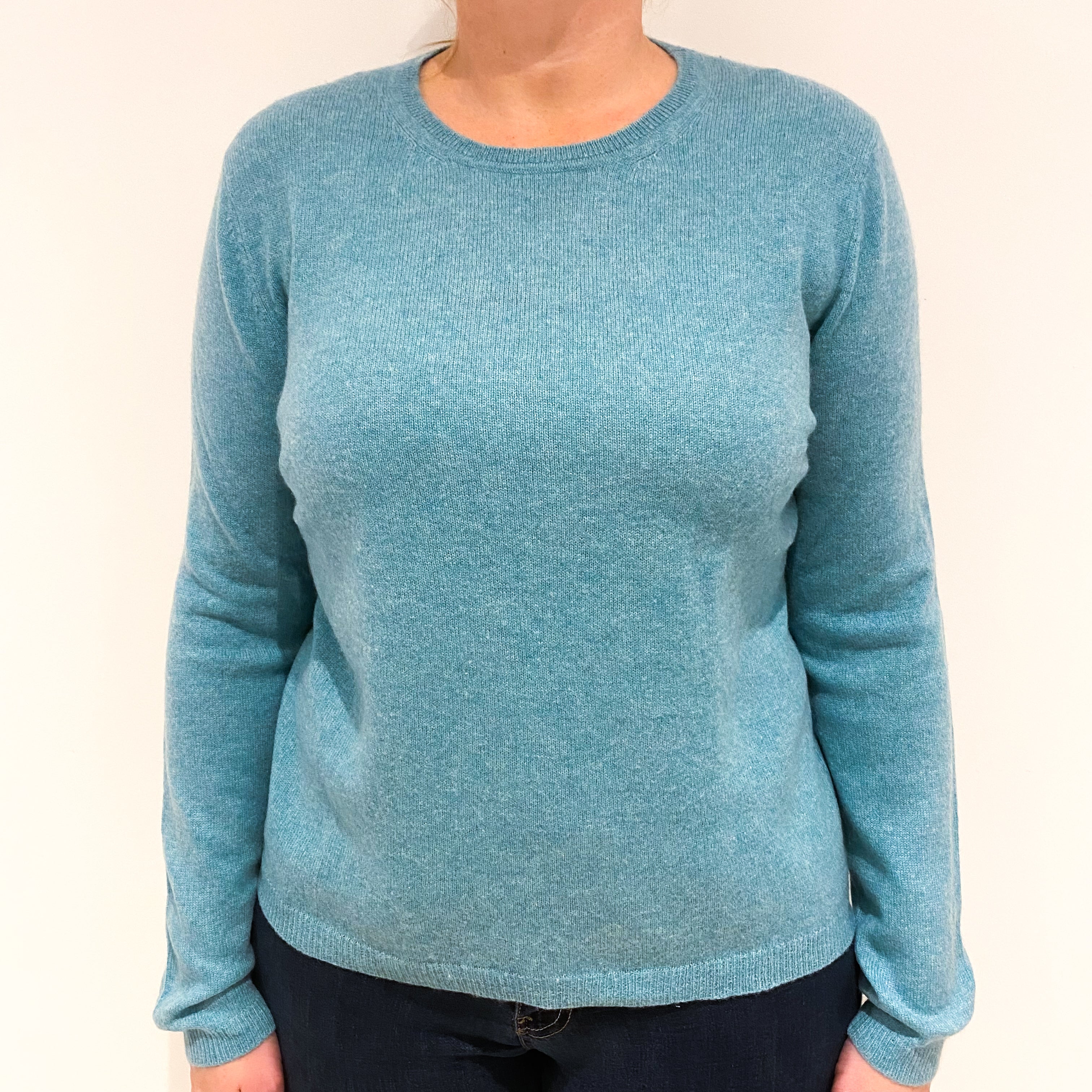 Sea Foam Green Cashmere Crew Neck Jumper Large
