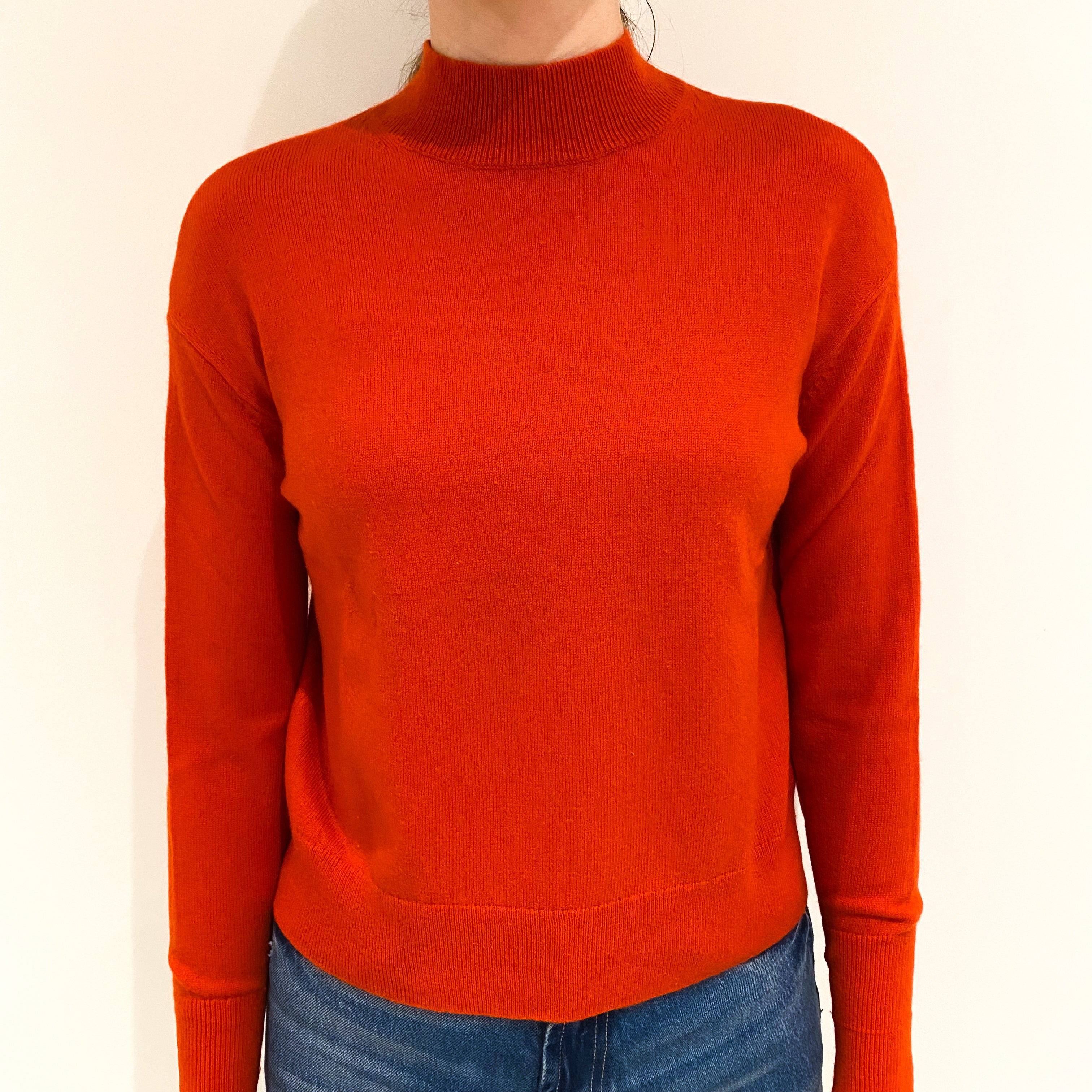 Burnt Orange Cashmere Turtle Neck Jumper Extra Small