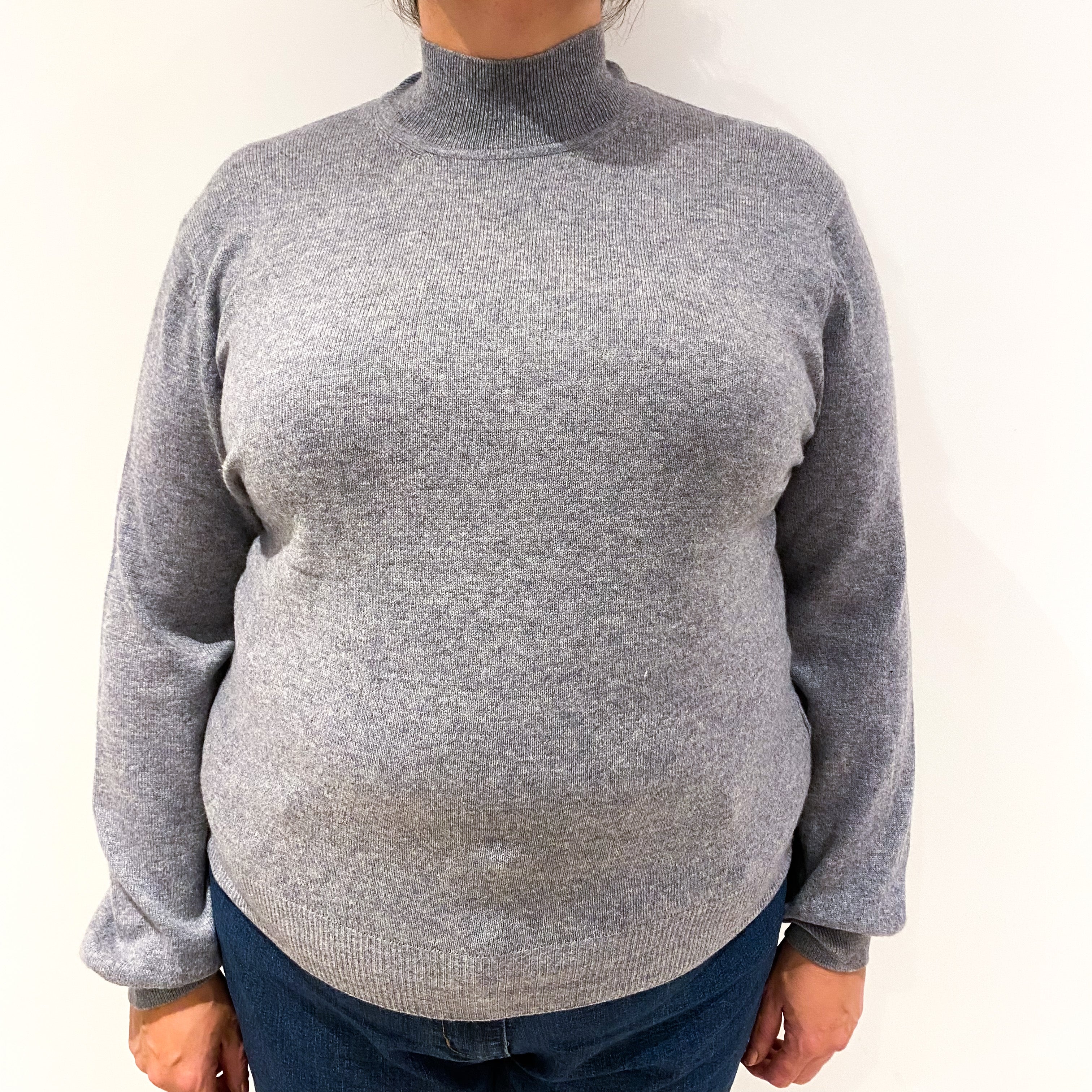 Smoke Grey Cashmere Turtle Neck Jumper Extra Large