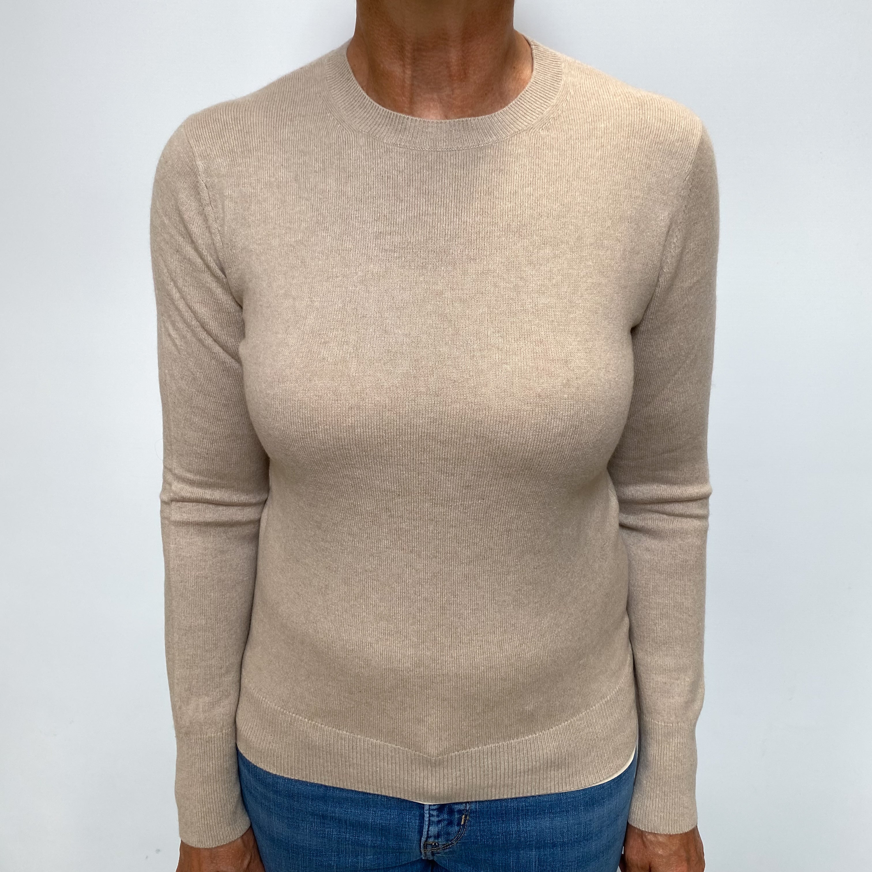 Biscuit Beige Cashmere Crew Neck Jumper Medium