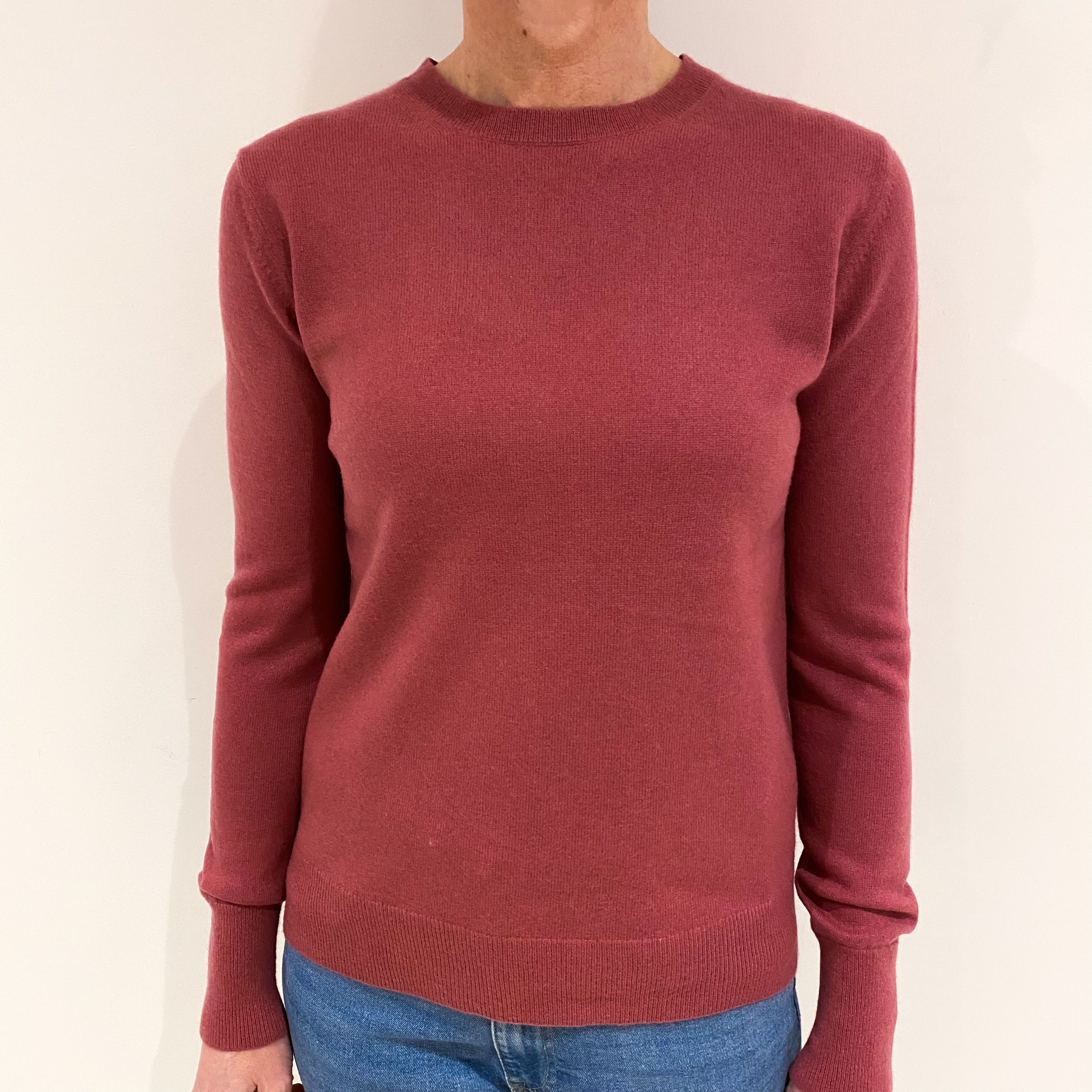 Raspberry Red Cashmere Crew Neck Jumper Small