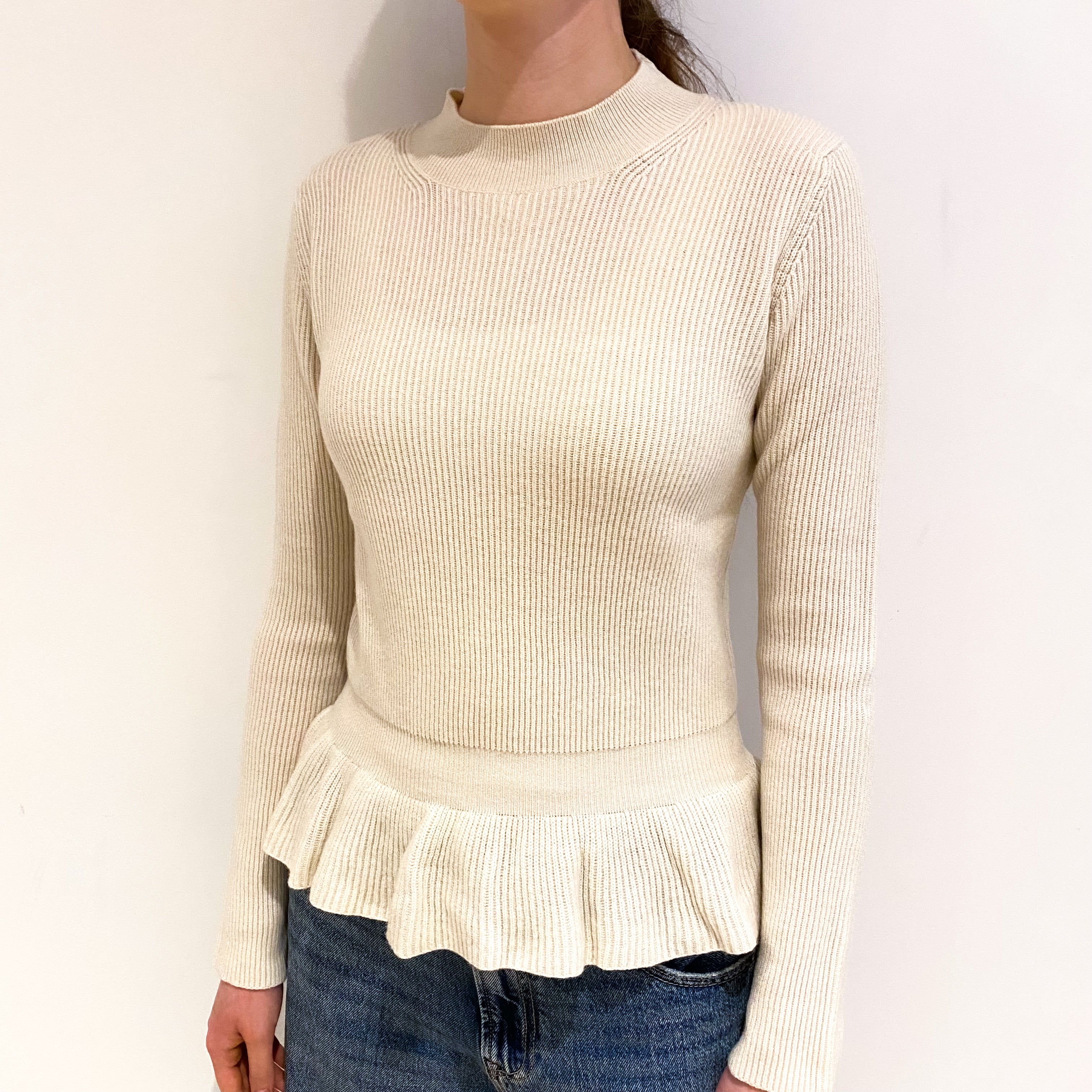 Brand New Scottish Vanilla Cream Cashmere Turtle Neck Jumper Extra Small