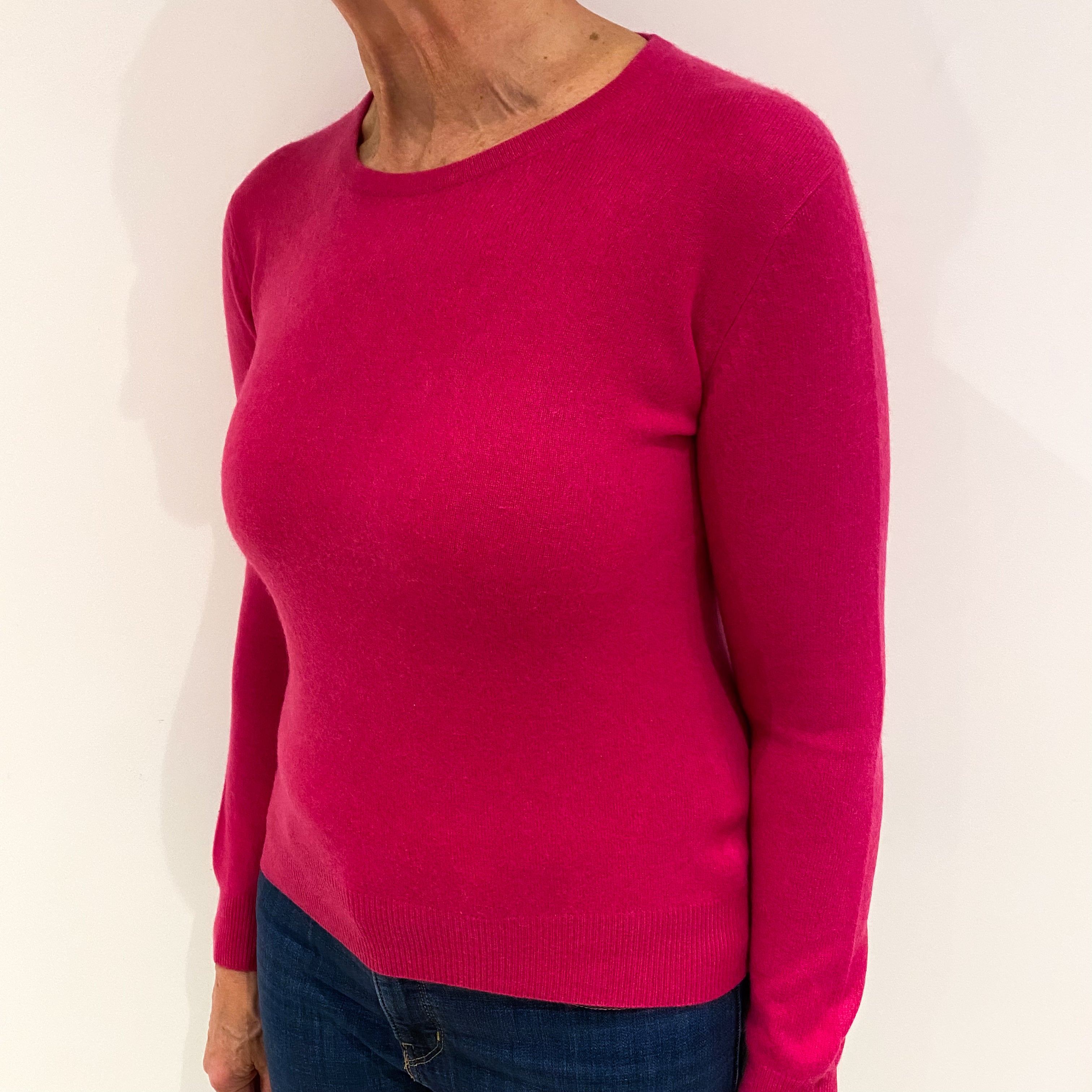 Hot Pink Cashmere Crew Neck Jumper Medium
