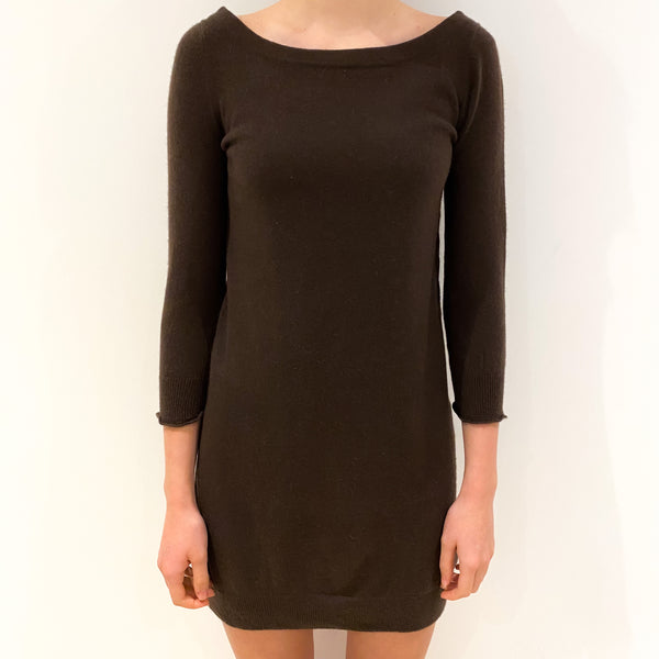 Peppercorn Brown Cashmere Crew Neck Dress Extra Small