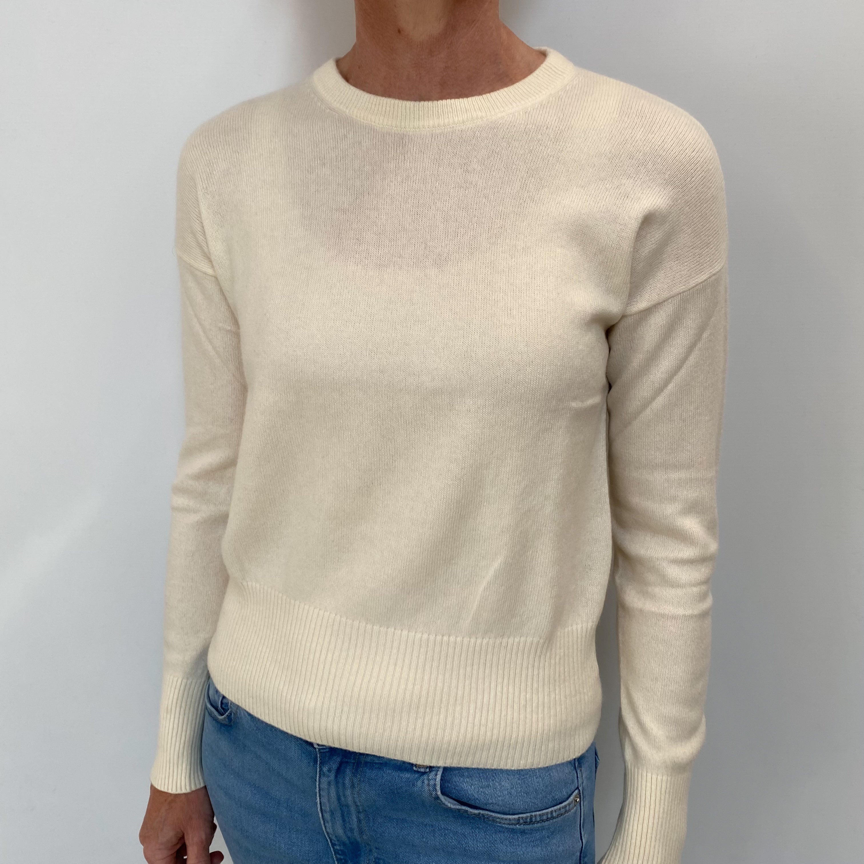 Vanilla Cream Cashmere Crew Neck Jumper Small