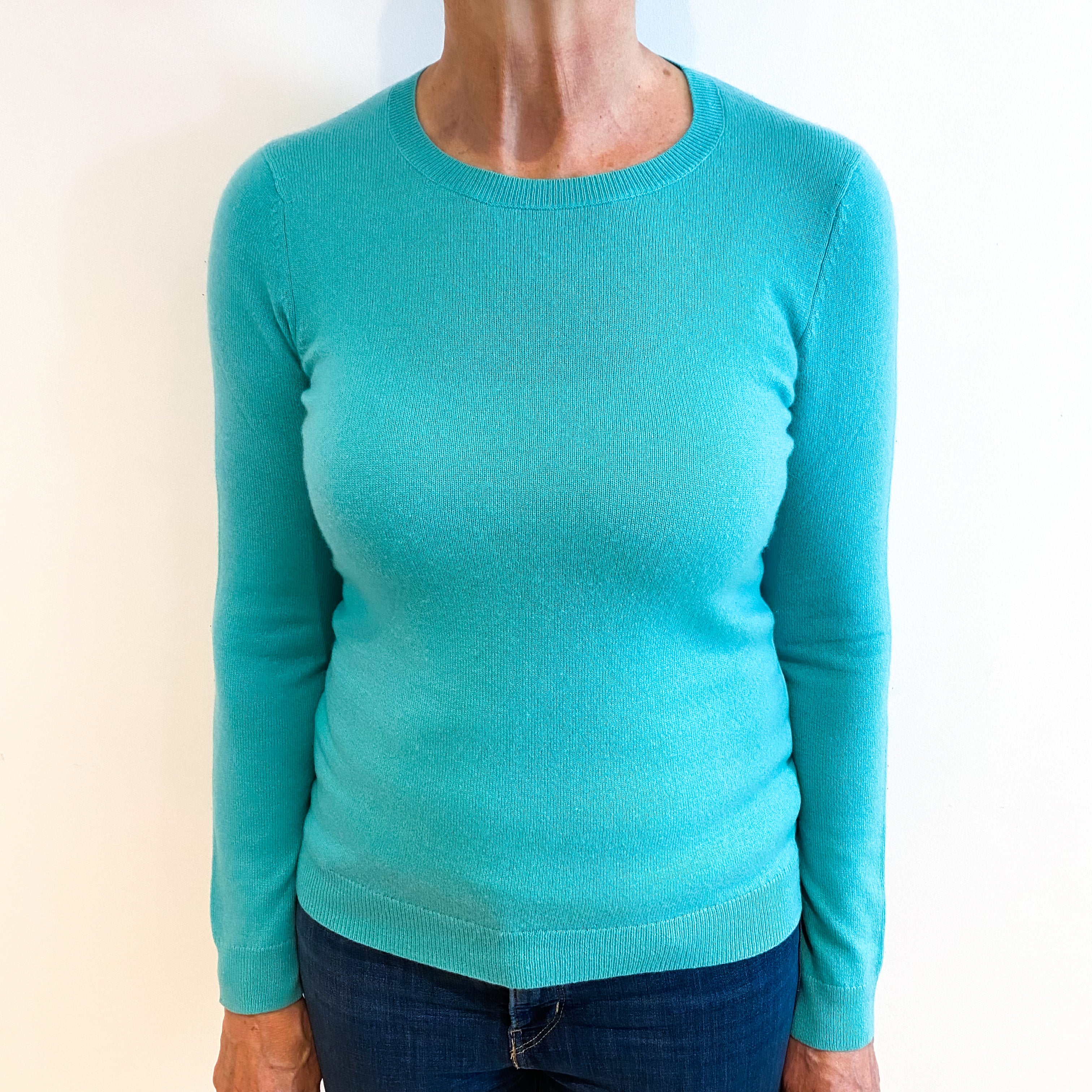 Sea Foam Blue Cashmere Crew Neck Jumper Medium