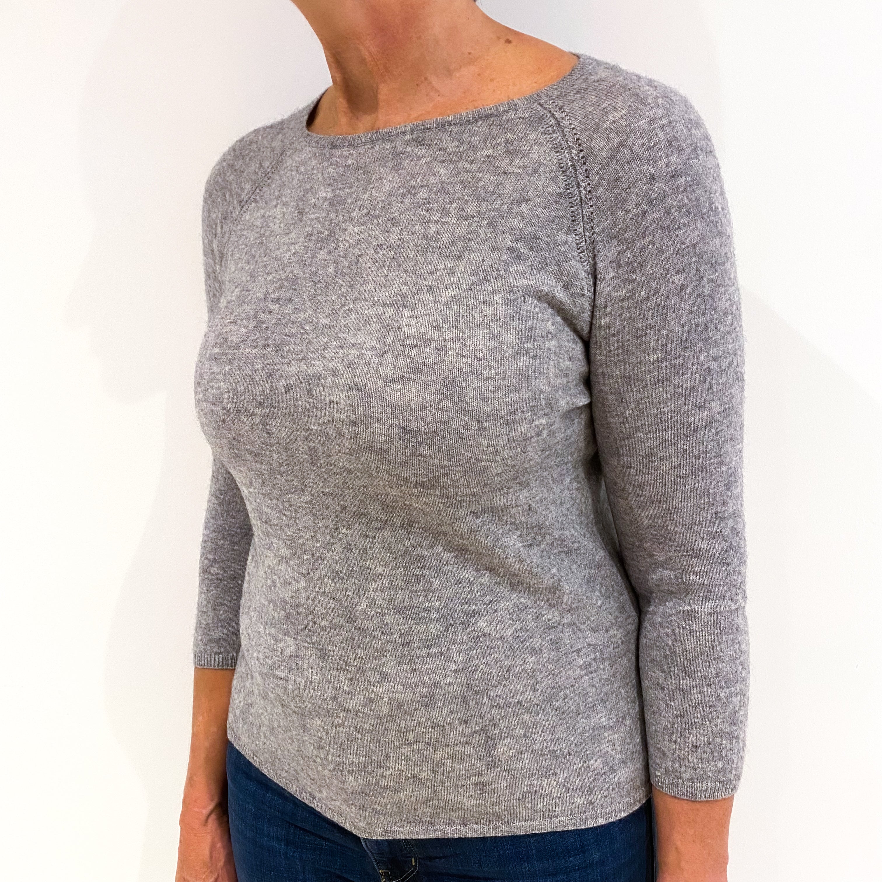 Smoke Grey Cashmere Crew Neck Jumper Medium