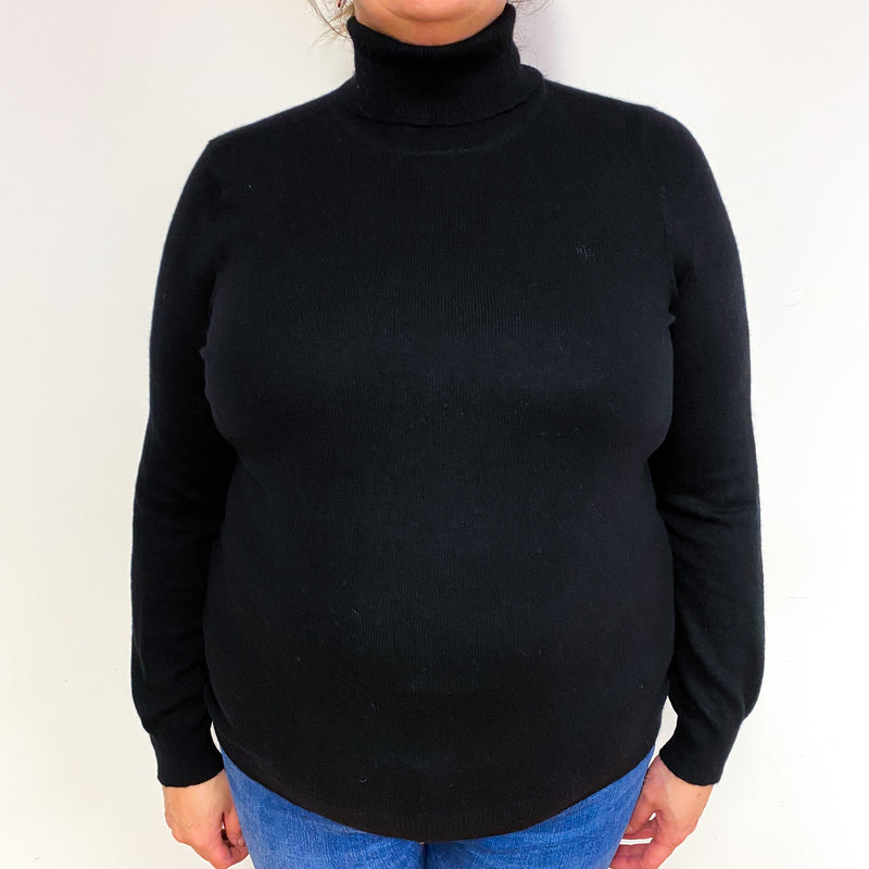 Ralph Lauren Black Cashmere Polo Neck Jumper Extra Large