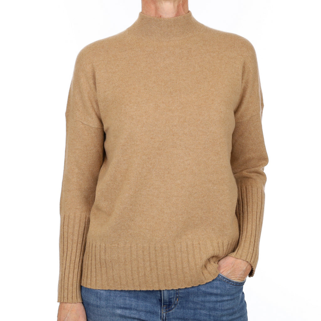 Caramel Brown Cashmere Polo Neck Jumper Small