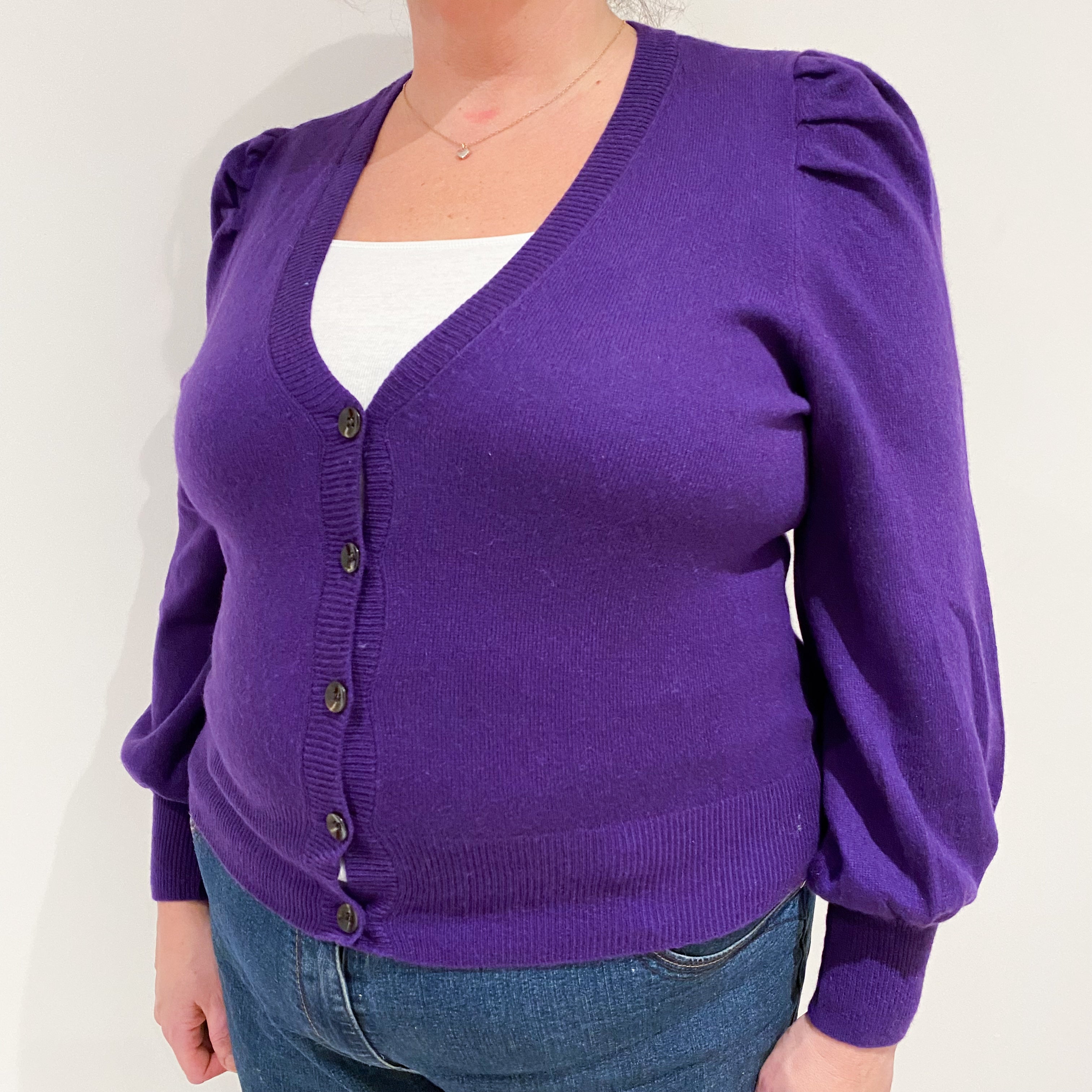 Iris Purple Cashmere V-Neck Cardigan Extra Large