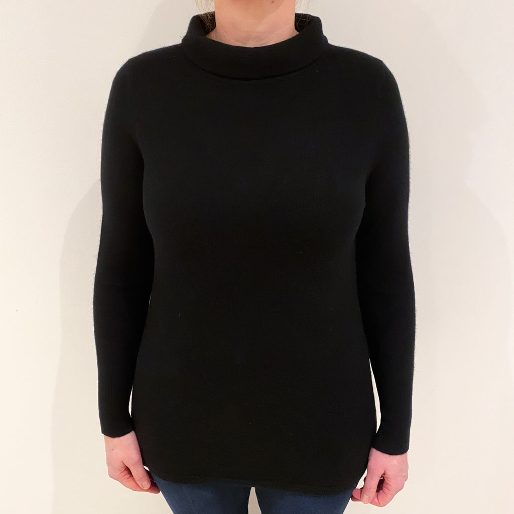 Black Cashmere Funnel Neck Jumper Large