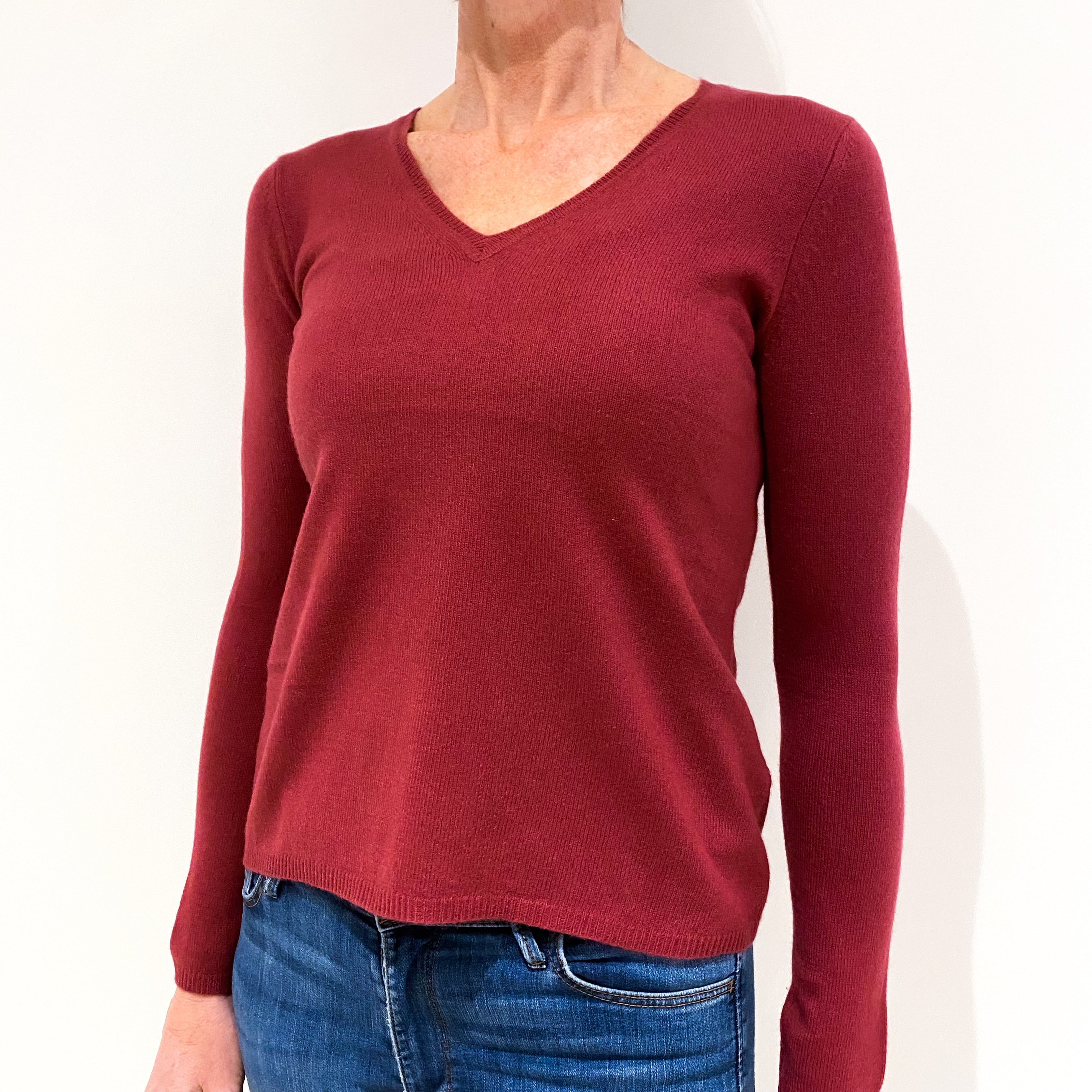 Rouge Pink Cashmere V-Neck Jumper Small