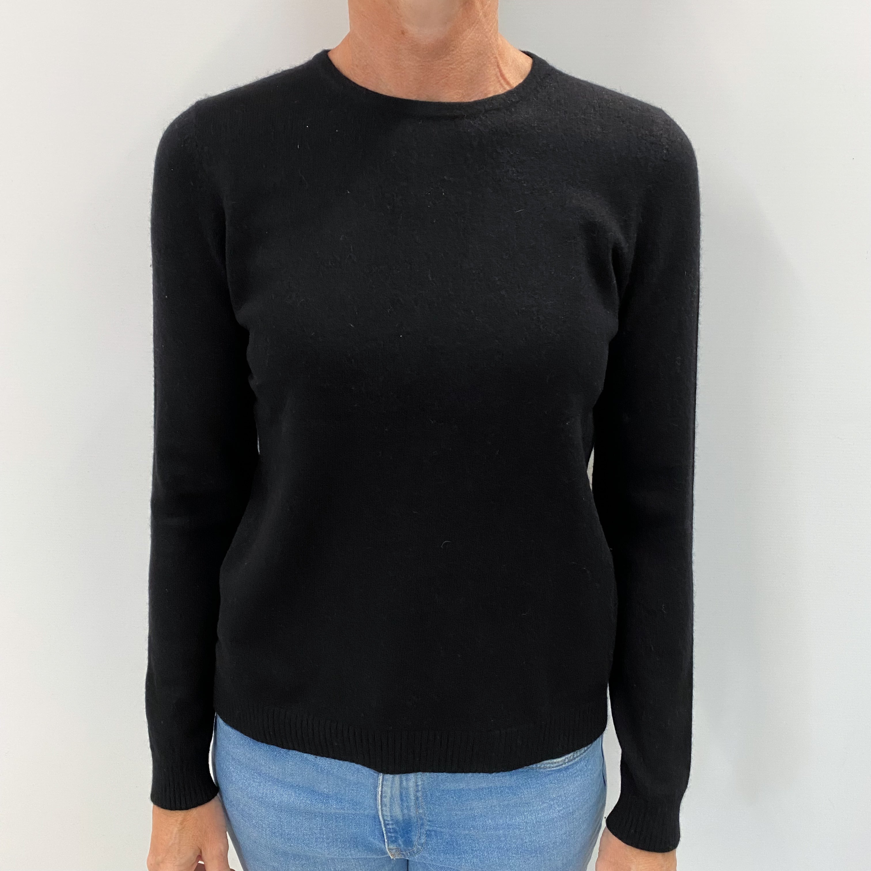 Black Cashmere Crew Neck Jumper Small