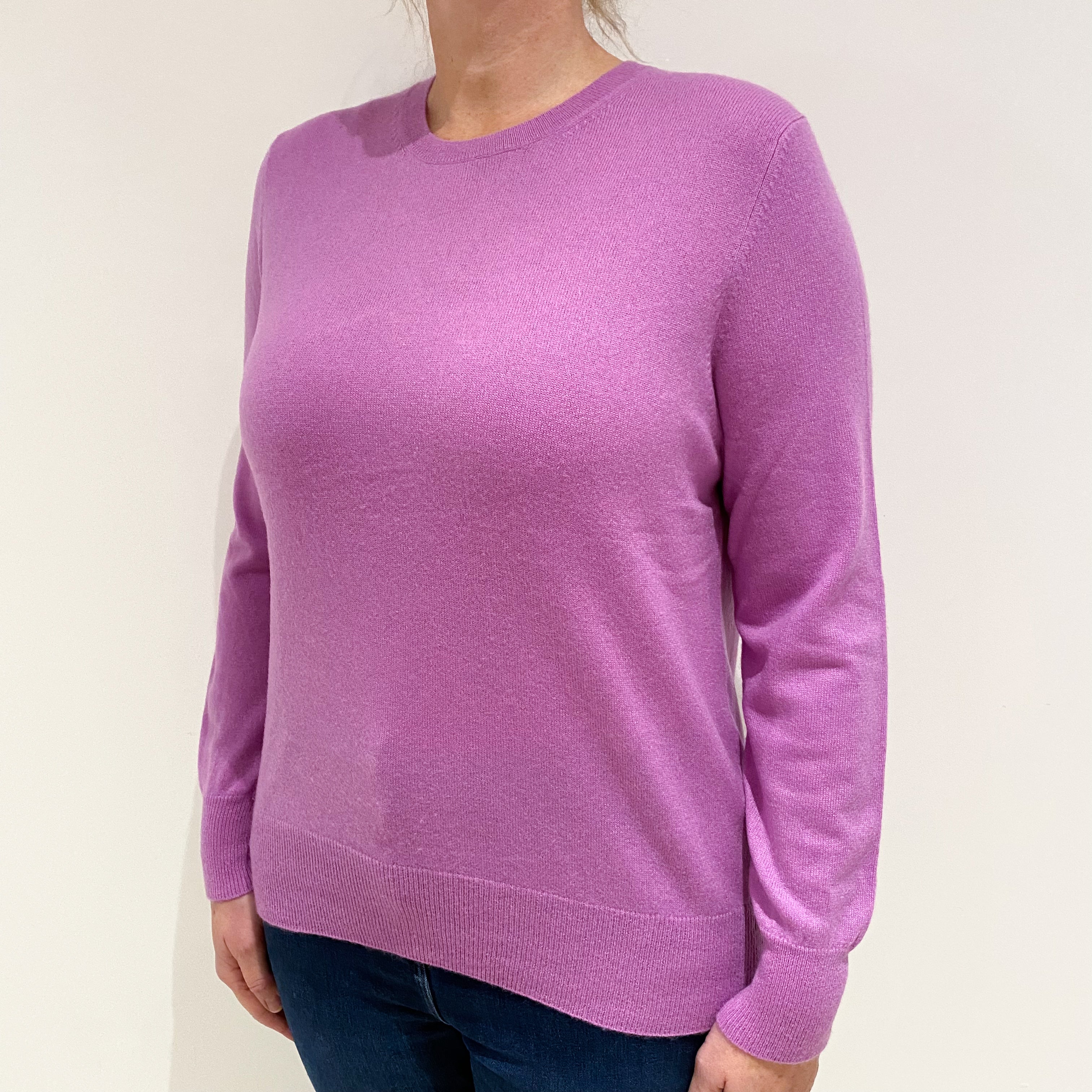 Loganberry Purple Cashmere Crew Neck Jumper Large
