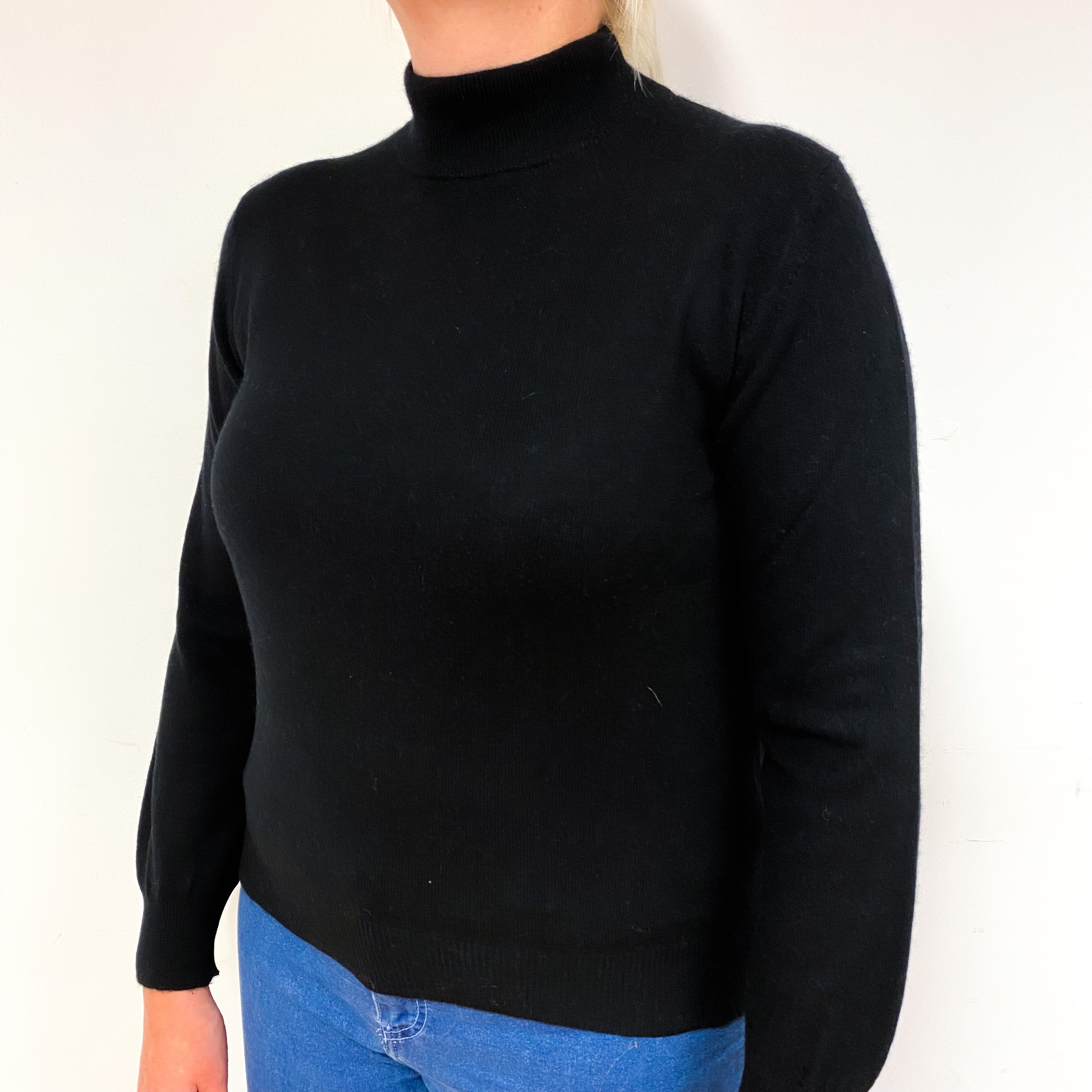Black Cashmere Turtle Neck Jumper Large