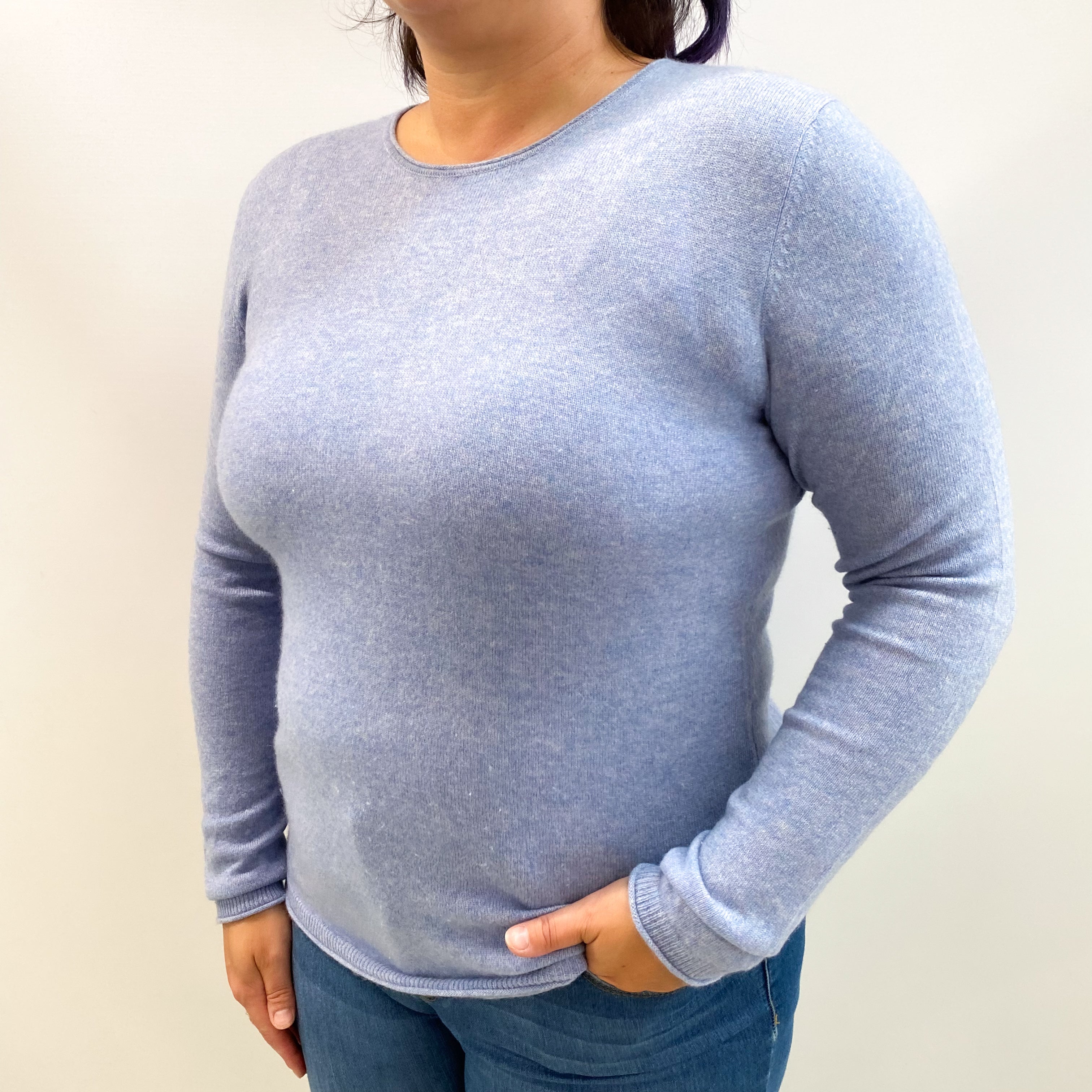 Sky Blue Cashmere Crew Neck Jumper Large