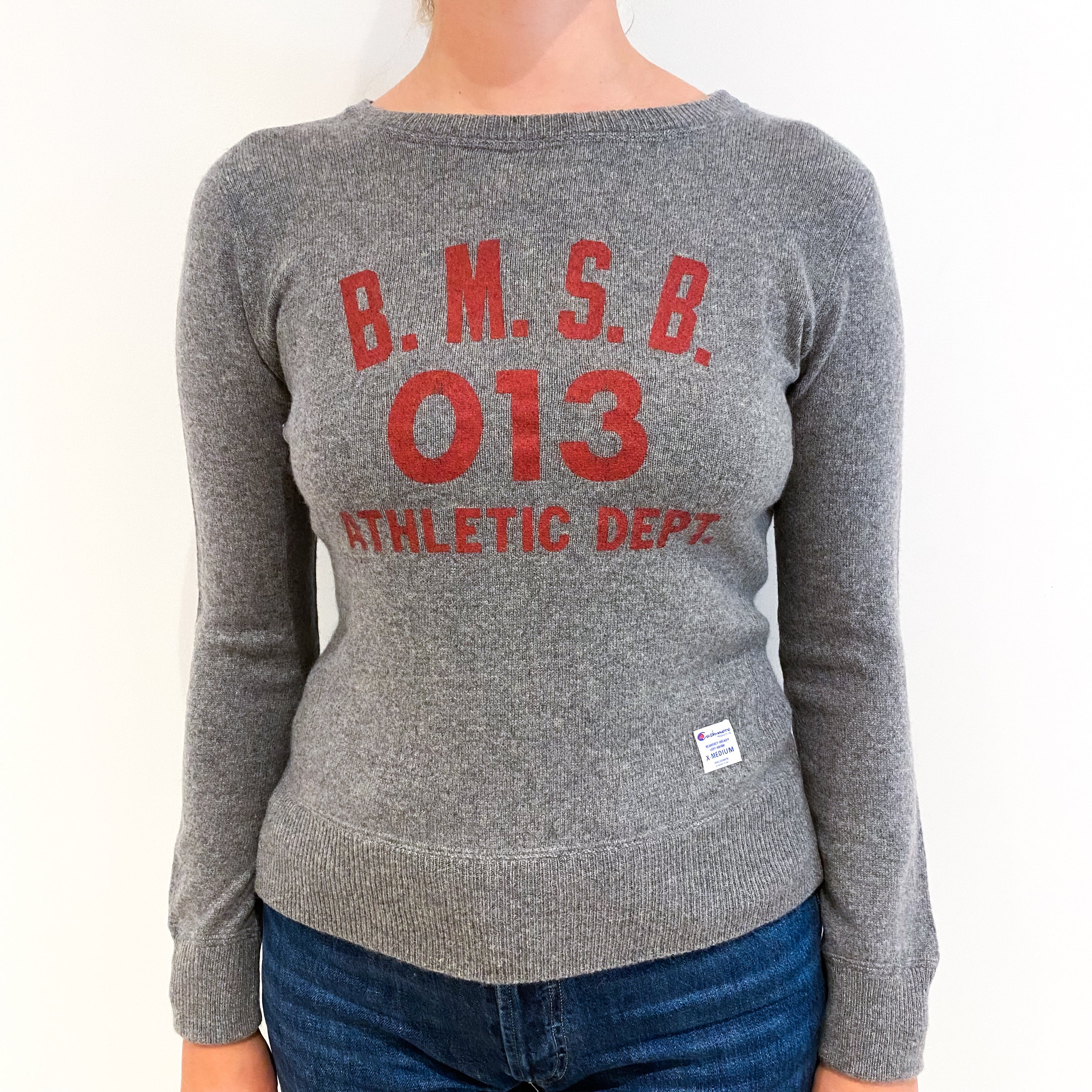 Ash Grey Cashmere Crew Neck Jumper Small