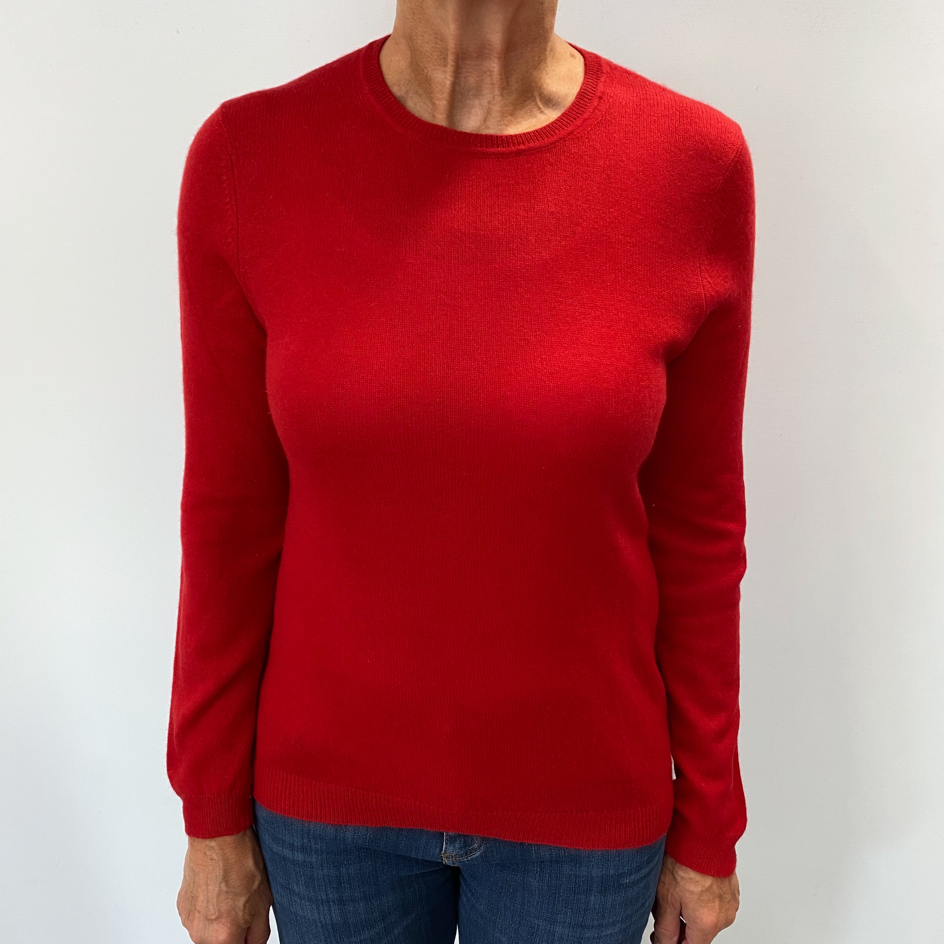 Post Box Red Cashmere Crew Neck Jumper Medium