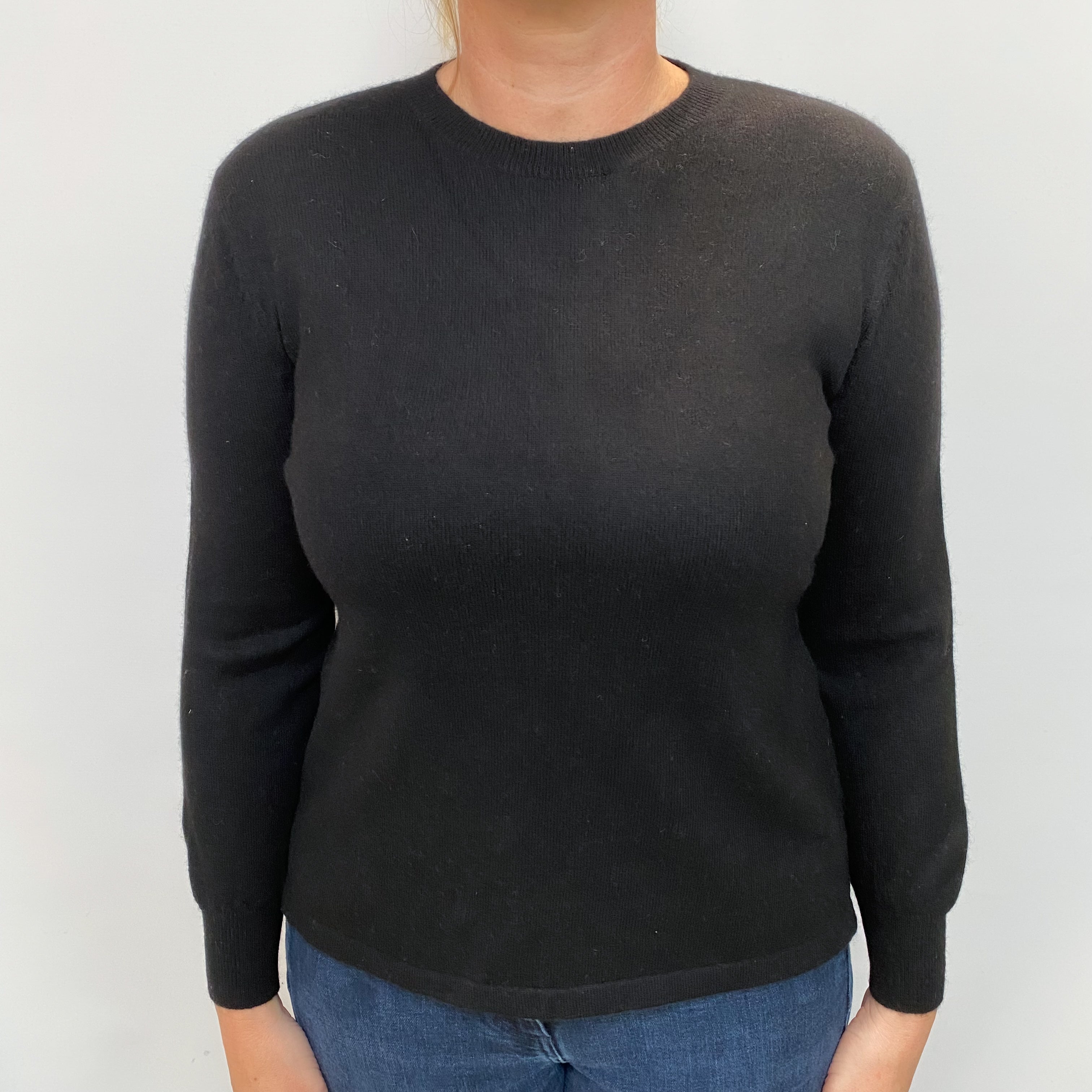 Black Cashmere Crew Neck Jumper Large