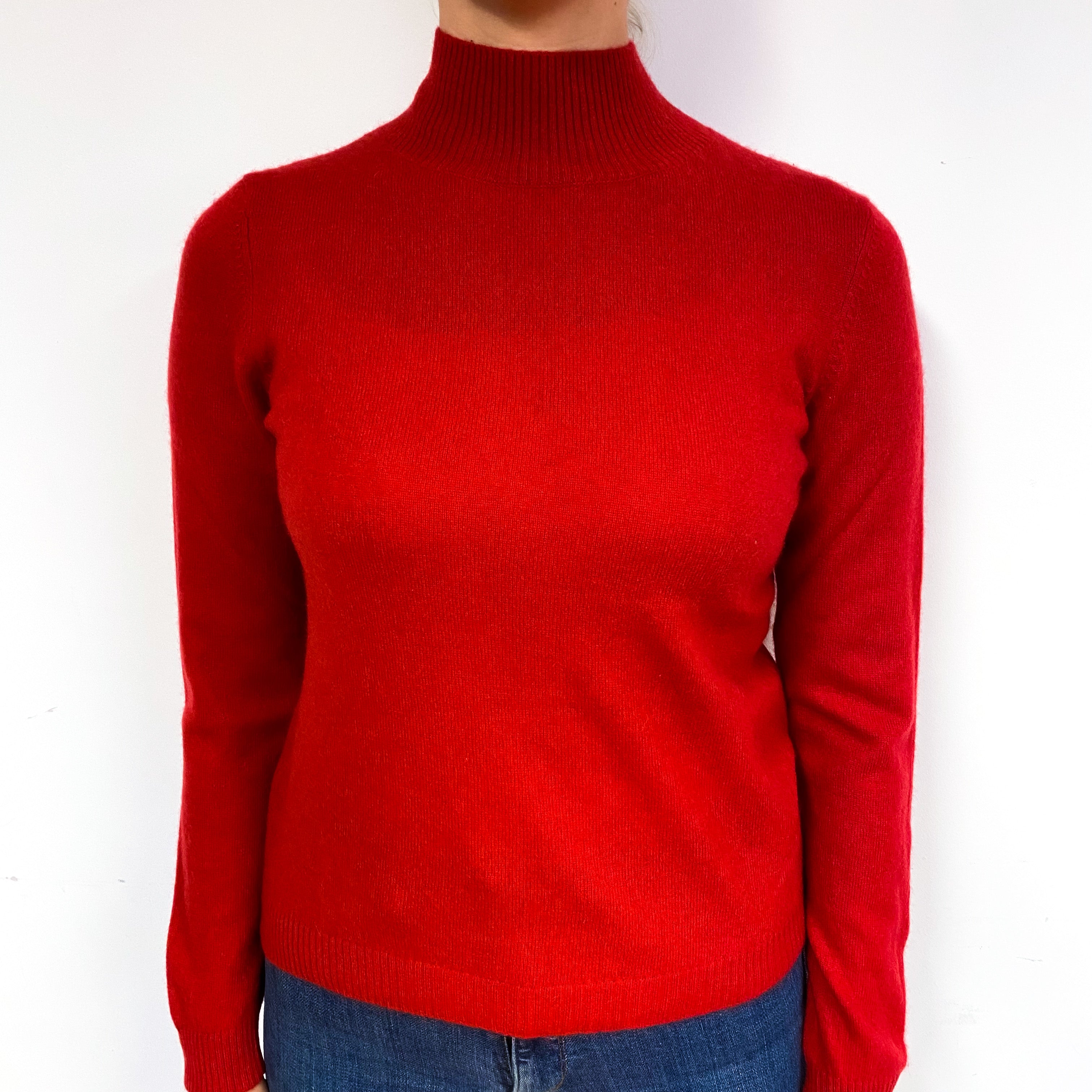 Post Box Red Cashmere Turtle Neck Jumper Small