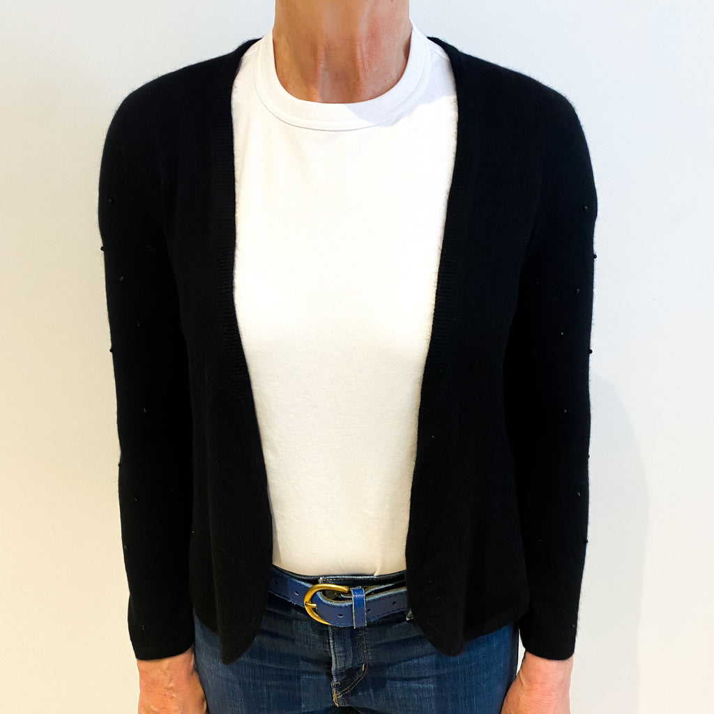 Black Cashmere Edge to Edge Cardigan Medium