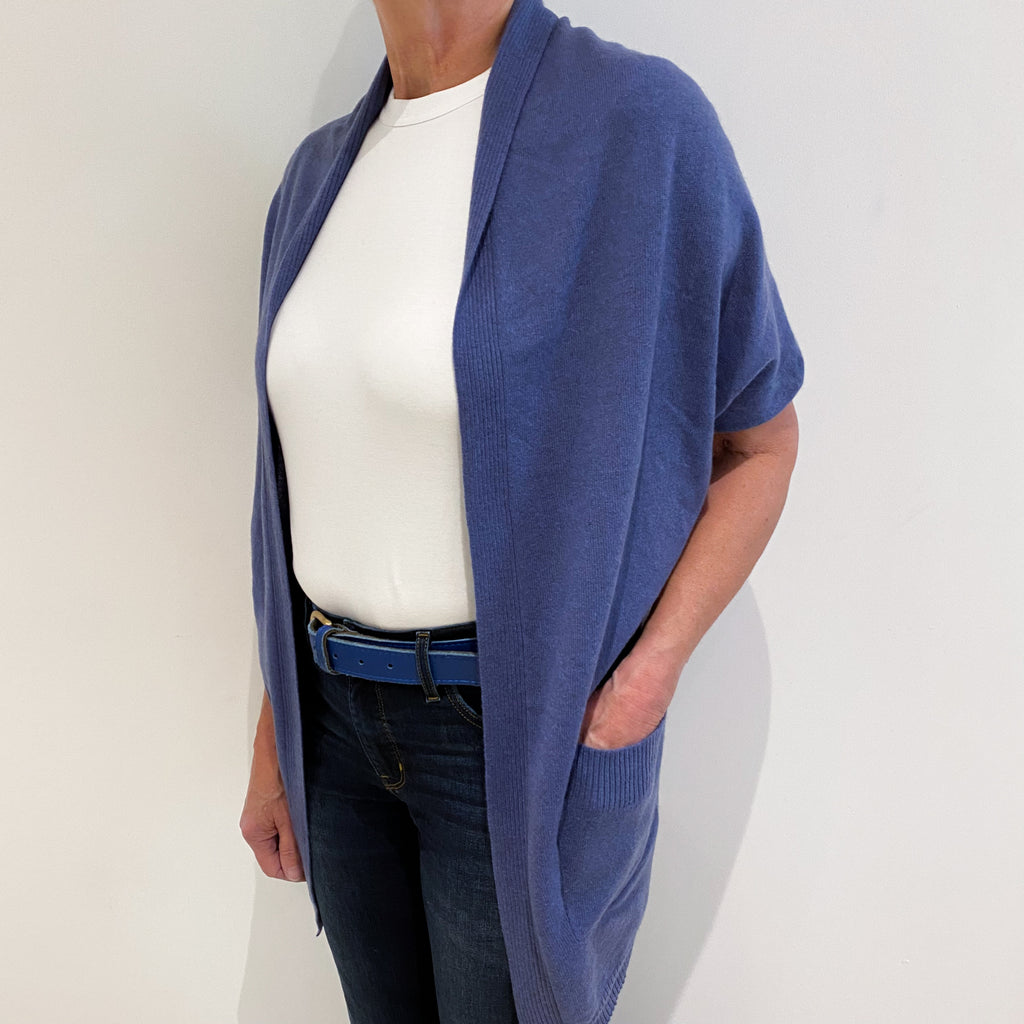 Amethyst Blue Cashmere Shrug Style Batwing Cardigan Medium