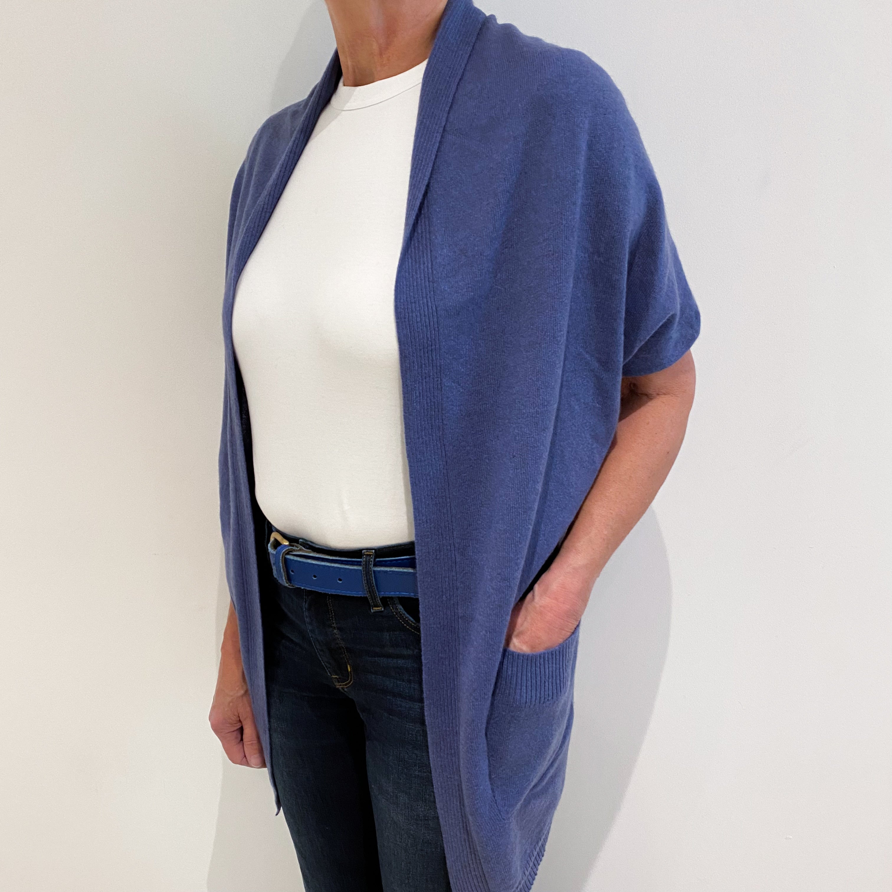 Amethyst Blue Cashmere Shrug Style Batwing Cardigan Medium
