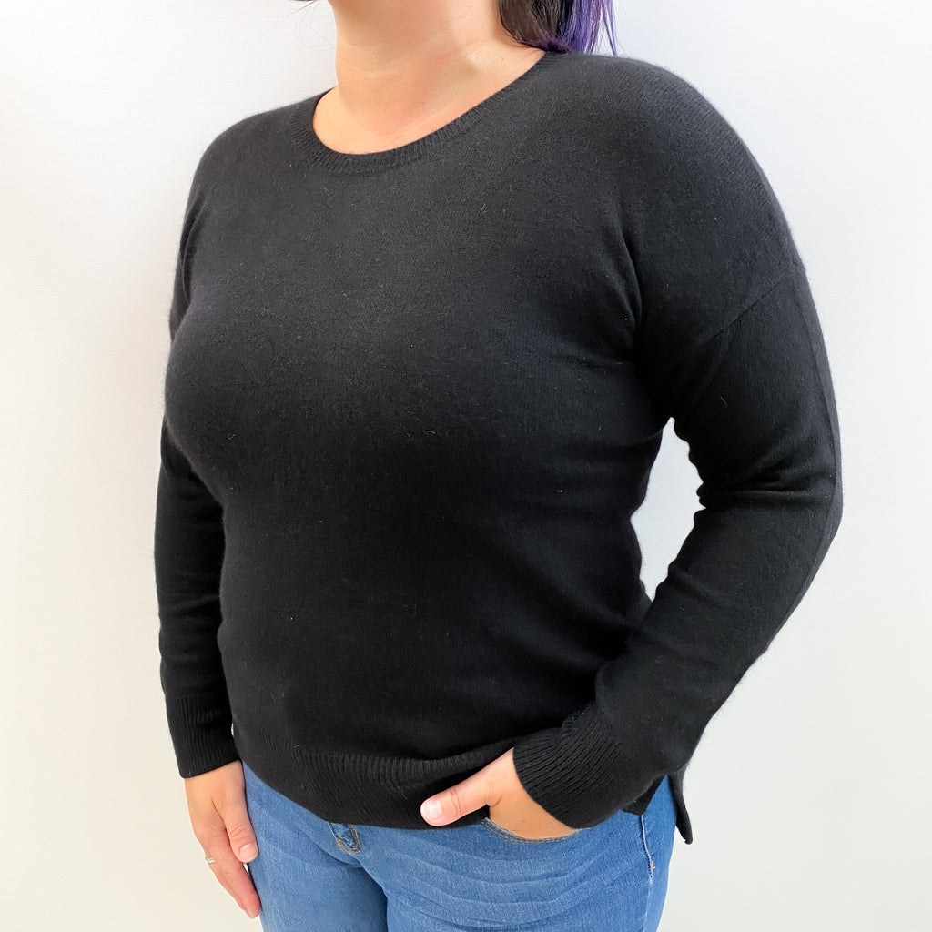 Black Cashmere Crew Neck Jumper Large