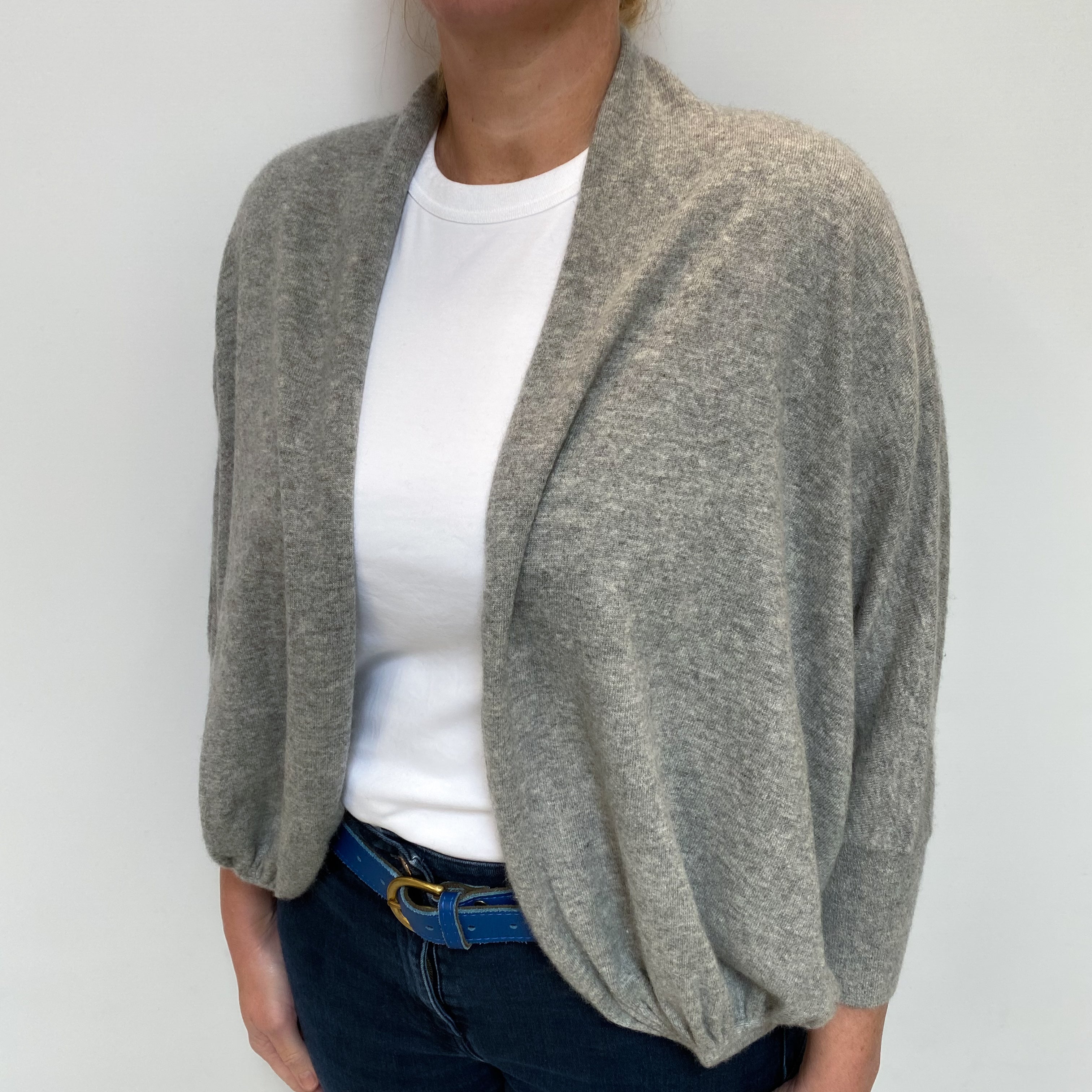 Smoke Grey Cashmere Shrug Style Cardigan Large