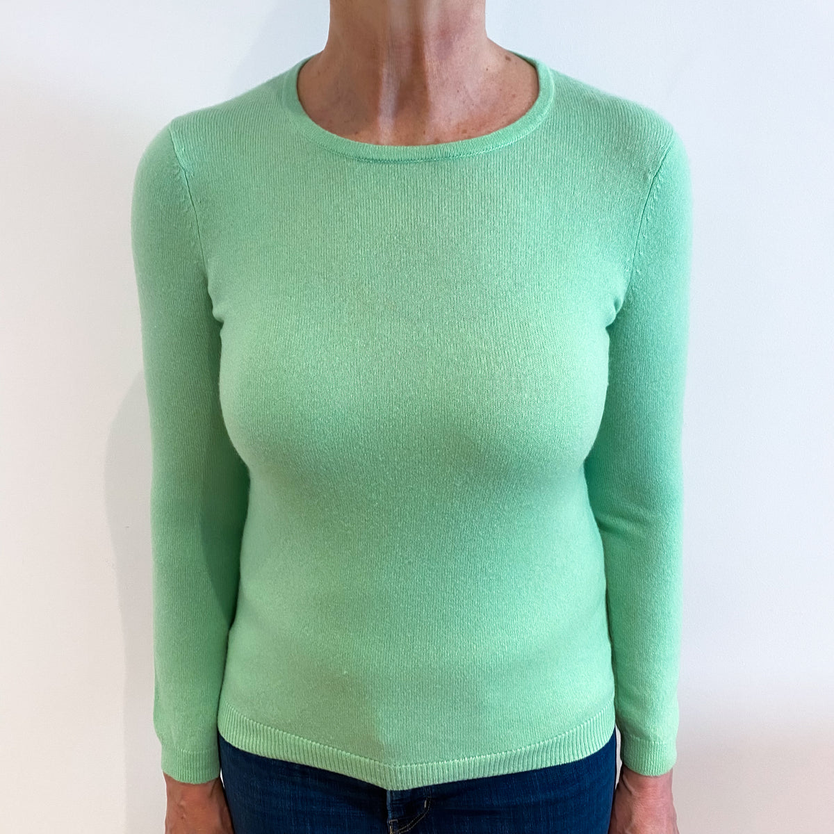 Spring Green Cashmere Crew Neck Jumper Medium